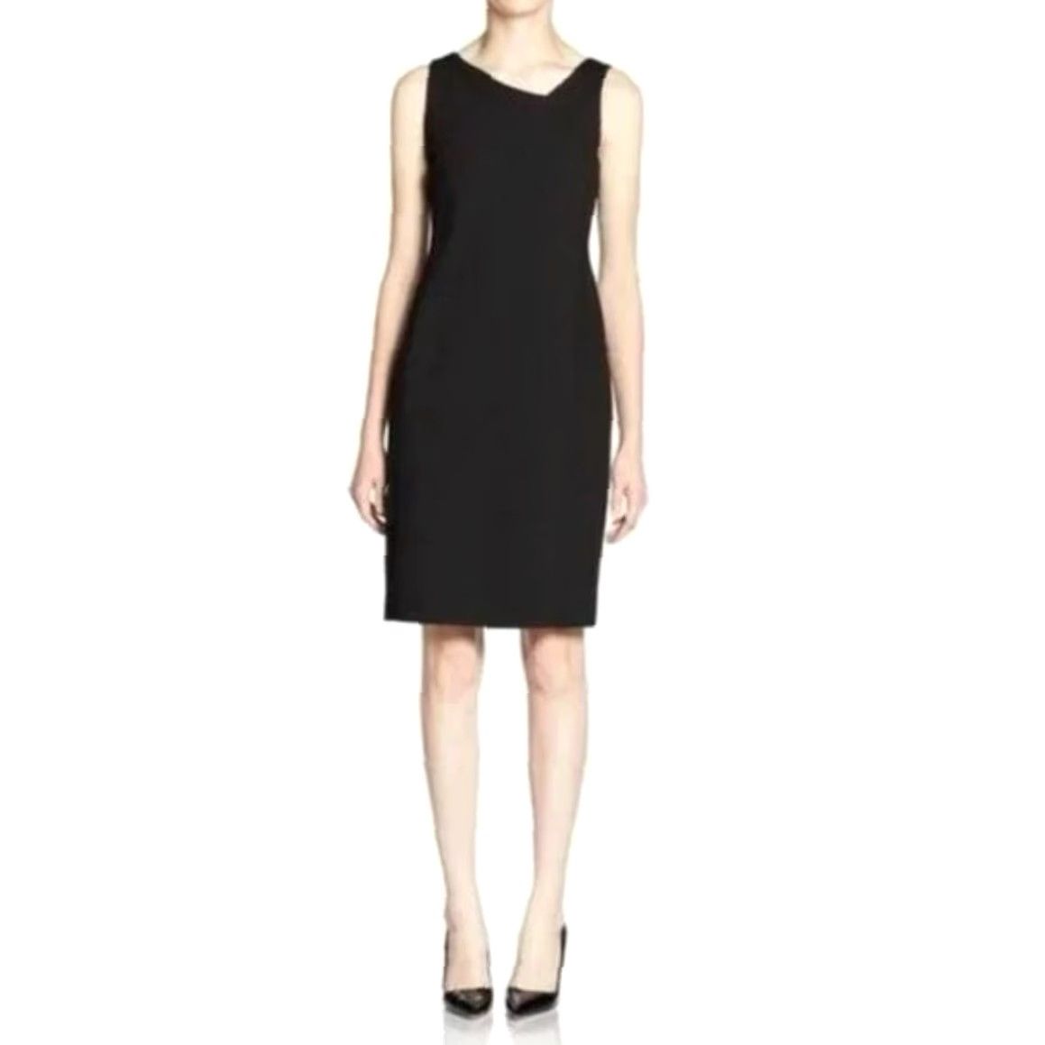 Eileen Fisher Eileen Fisher Womens Dress 12 Black Solid Sheath Ponte Sleeveless Knits Knee Length Casual Party/Cocktail Business Collar Size XL / US 12-14 / IT 48-50 - 2 Thumbnail
