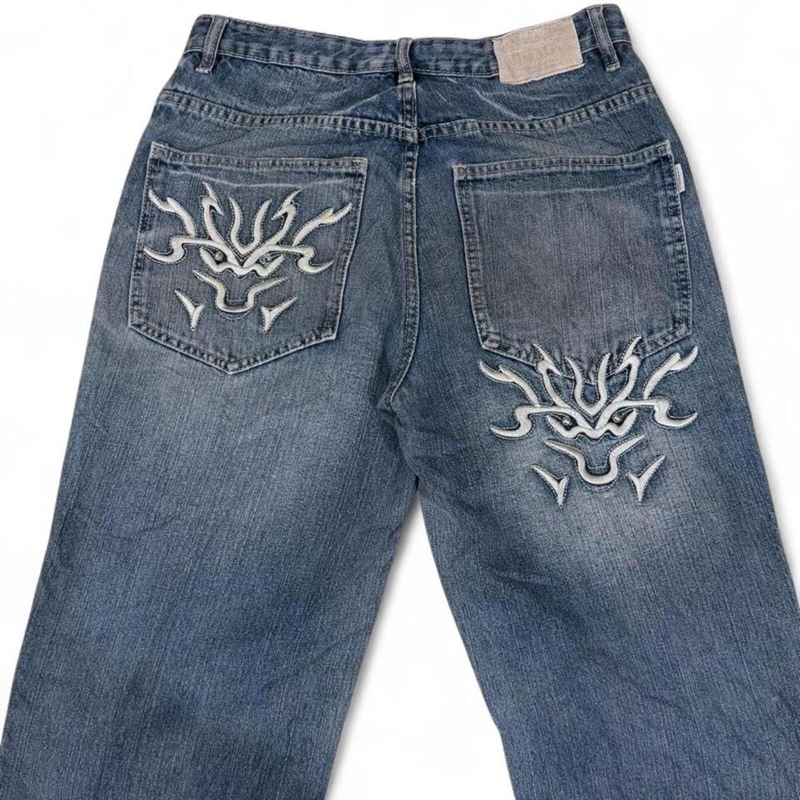 True Religion Y2K BUHMMA BAGGY STYLE COOL EMBROIDERY DESIGN DENIM JEANS Size US 30 / EU 46 - 2 Thumbnail