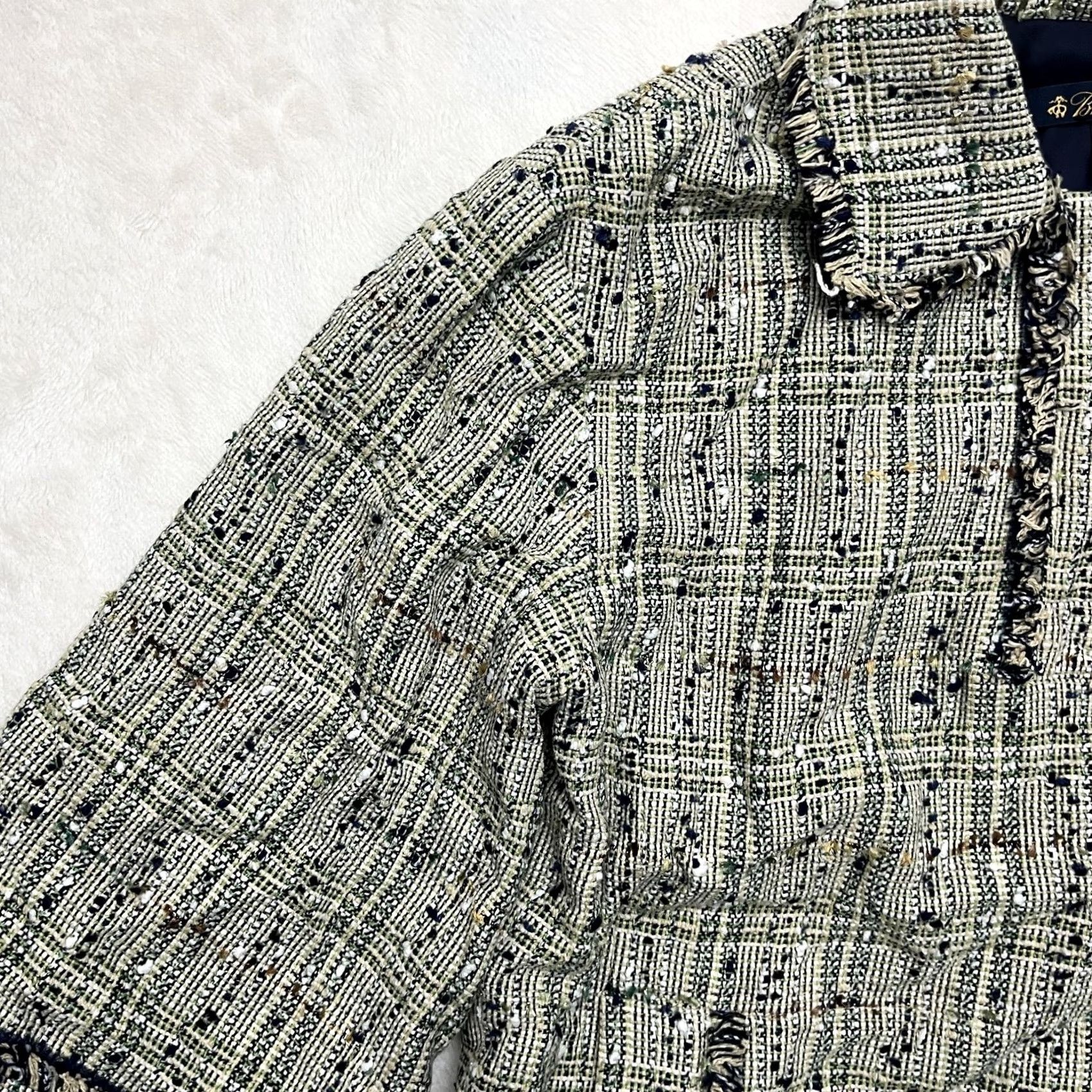 Brooks Brothers Brooks Brothers Jacket Top Blazer Womens 2 Green Tweed Boucle Fringe Lined Plaid Tailored Front Pockets Size XS / US 0-2 / IT 36-38 - 5 Thumbnail