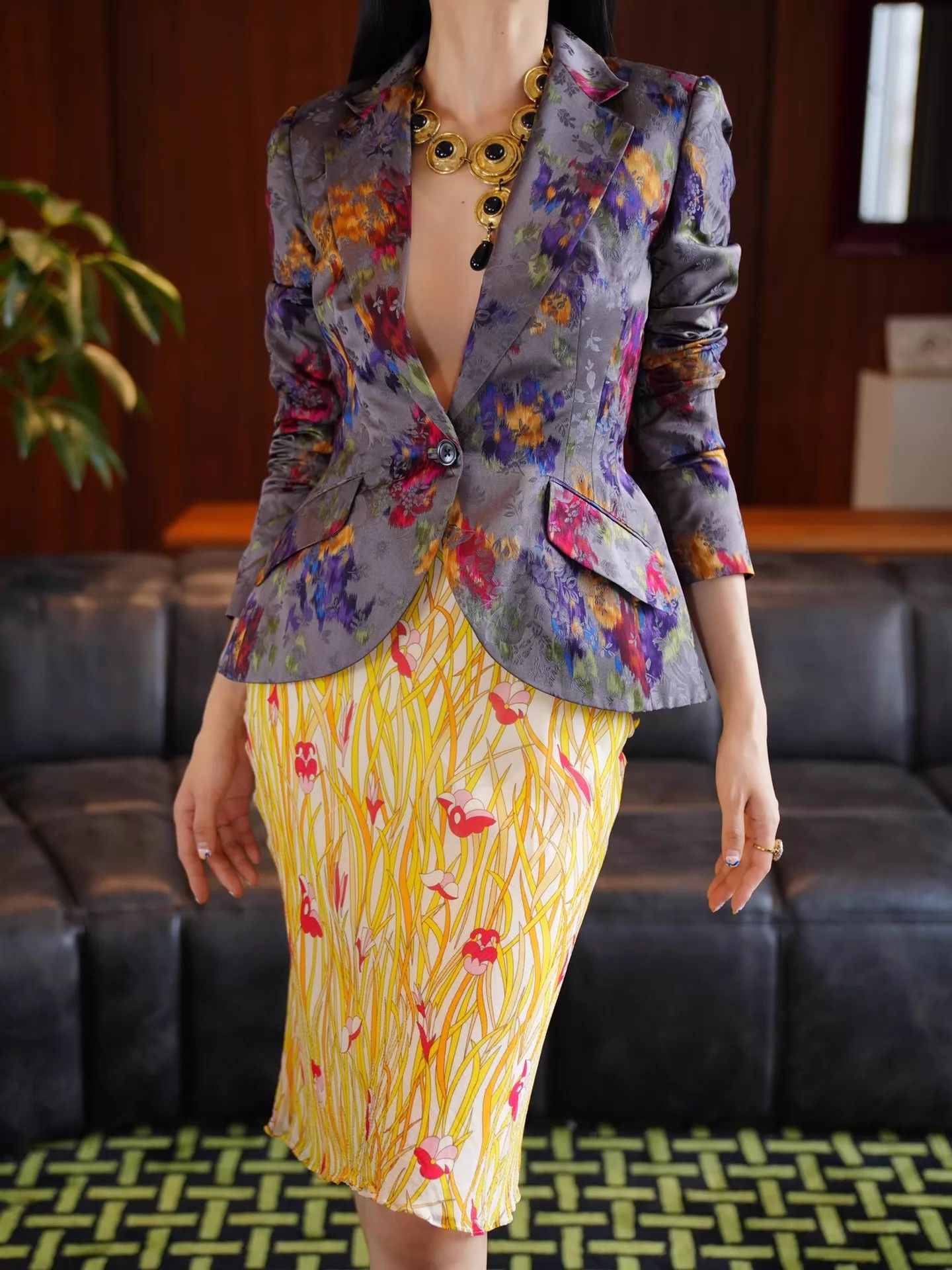 Polo Ralph Lauren RL Vintage Black Label Silk Brocade Waist-Cinched Blazer US4 Size S / US 4 / IT 40 - 9 Thumbnail