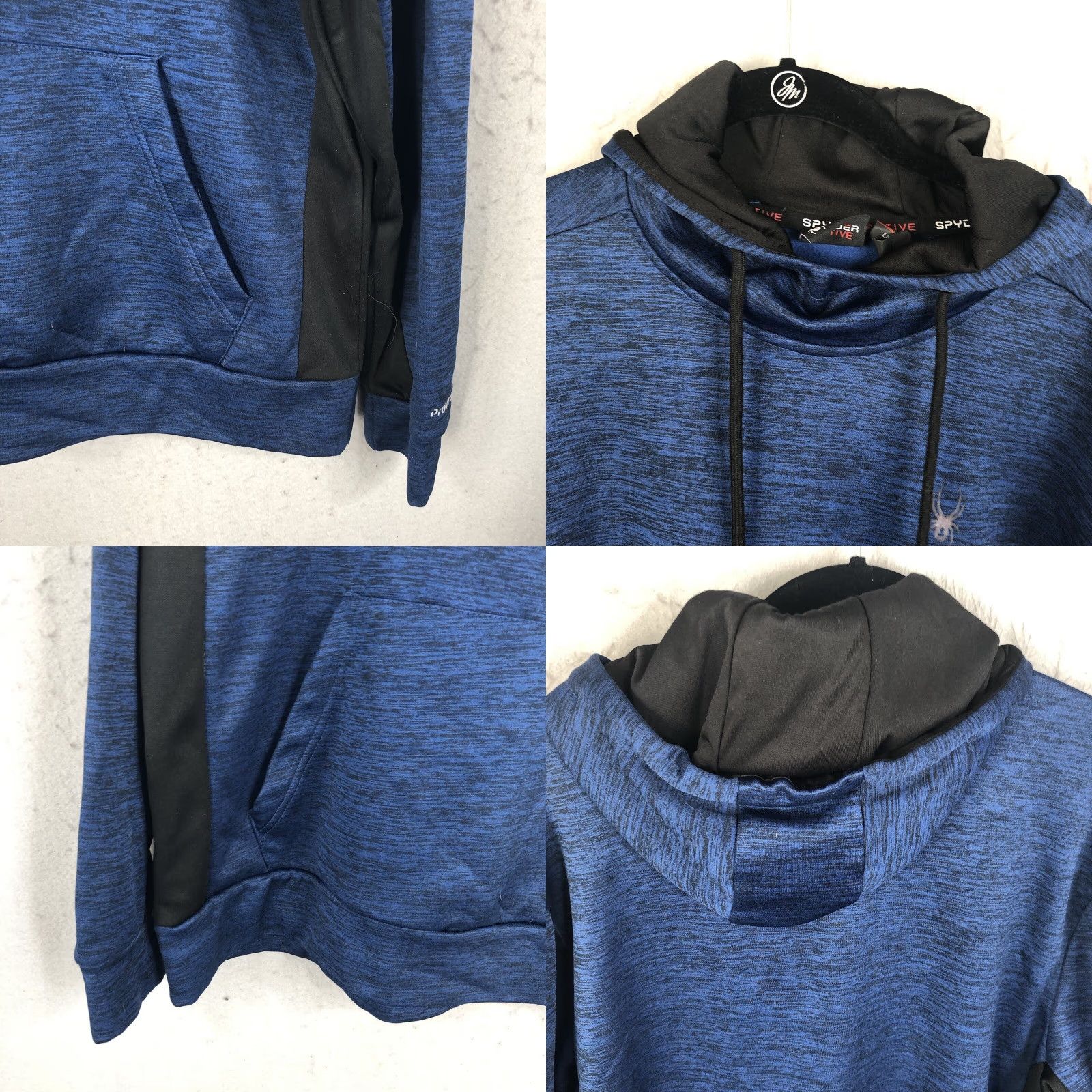 Spyder Spyder Hoodie Mens Large Blue Black Athletic Sweatshirt Space Dye Workout Casual All Seasons Size US L / EU 52-54 / 3 - 9 Thumbnail