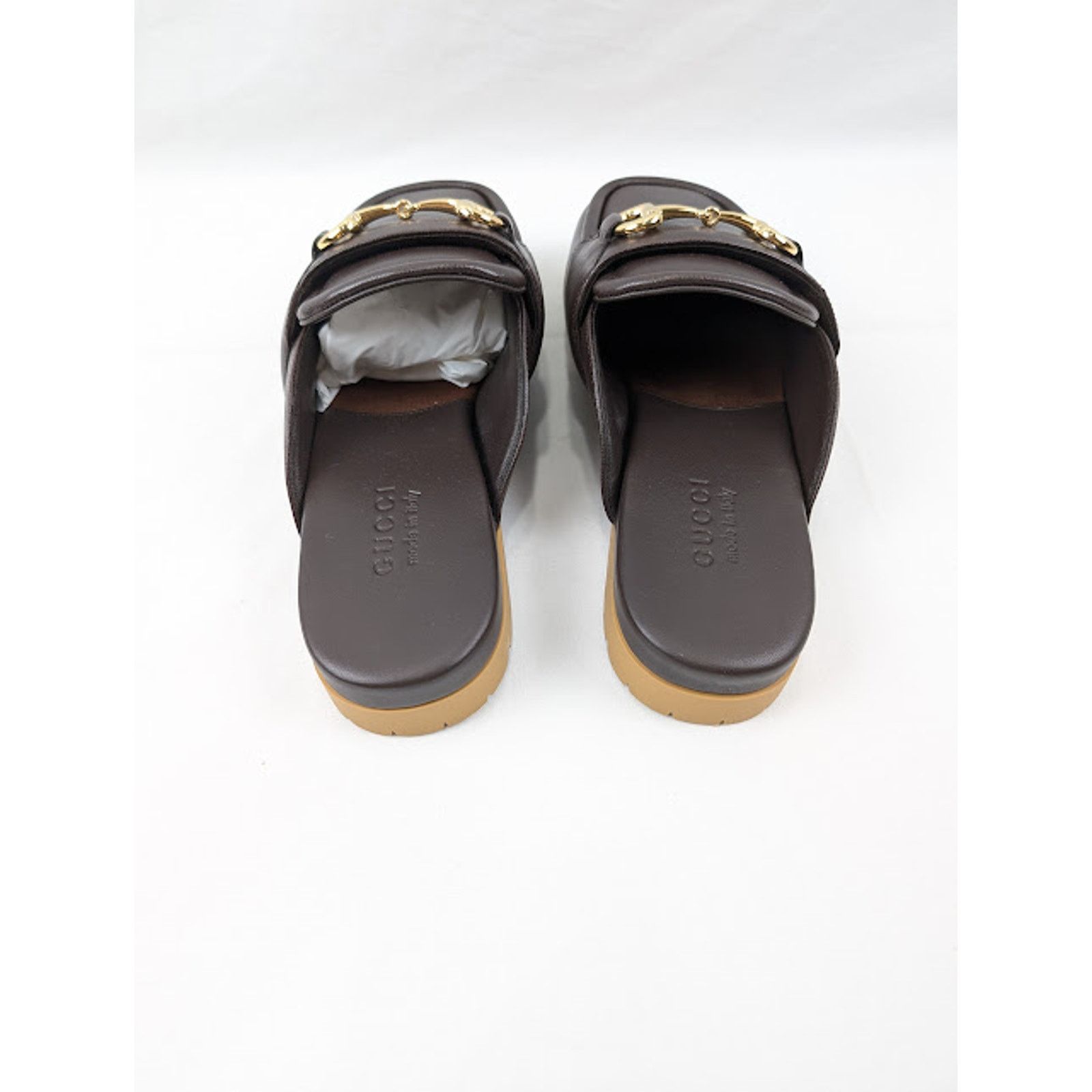 Gucci o1rshd1 Horsebit Open Back Loafers in Brown Size US 10 / EU 43 - 17 Thumbnail
