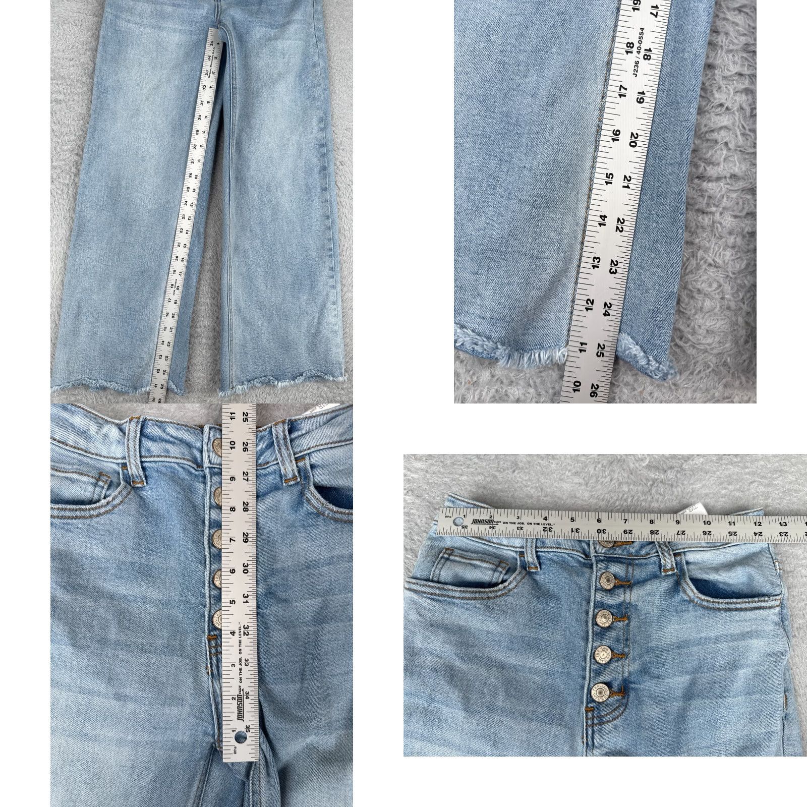 Vintage TNR Jeans Womens Jeans 26 Blue Denim Wide Leg Raw Hem Button Fly High Rise 25x26 Vintage No Size 26" / US 2 / IT 38 - 8 Thumbnail