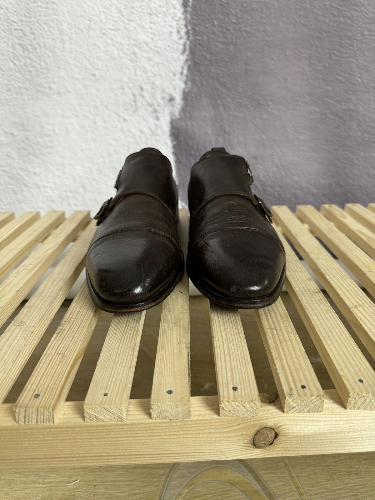 Genuine Leather Benci Broether Leather double monk brown casual shoes formal Size US 9.5 / EU 42-43 - 6 Thumbnail