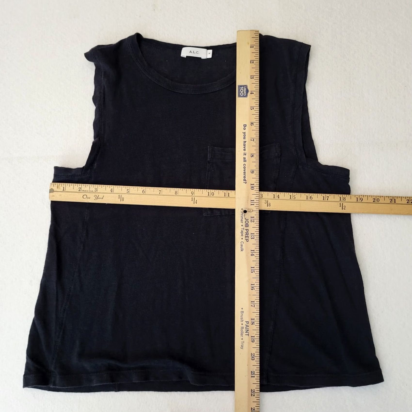 Vintage A.L.C Tank Top Women’s Black Linen Pocket Front Size M Sleeveless 100% Knit Shirt Blouse Casual Summer Spring Regular Womens Size M / US 6-8 / IT 42-44 - 3 Thumbnail