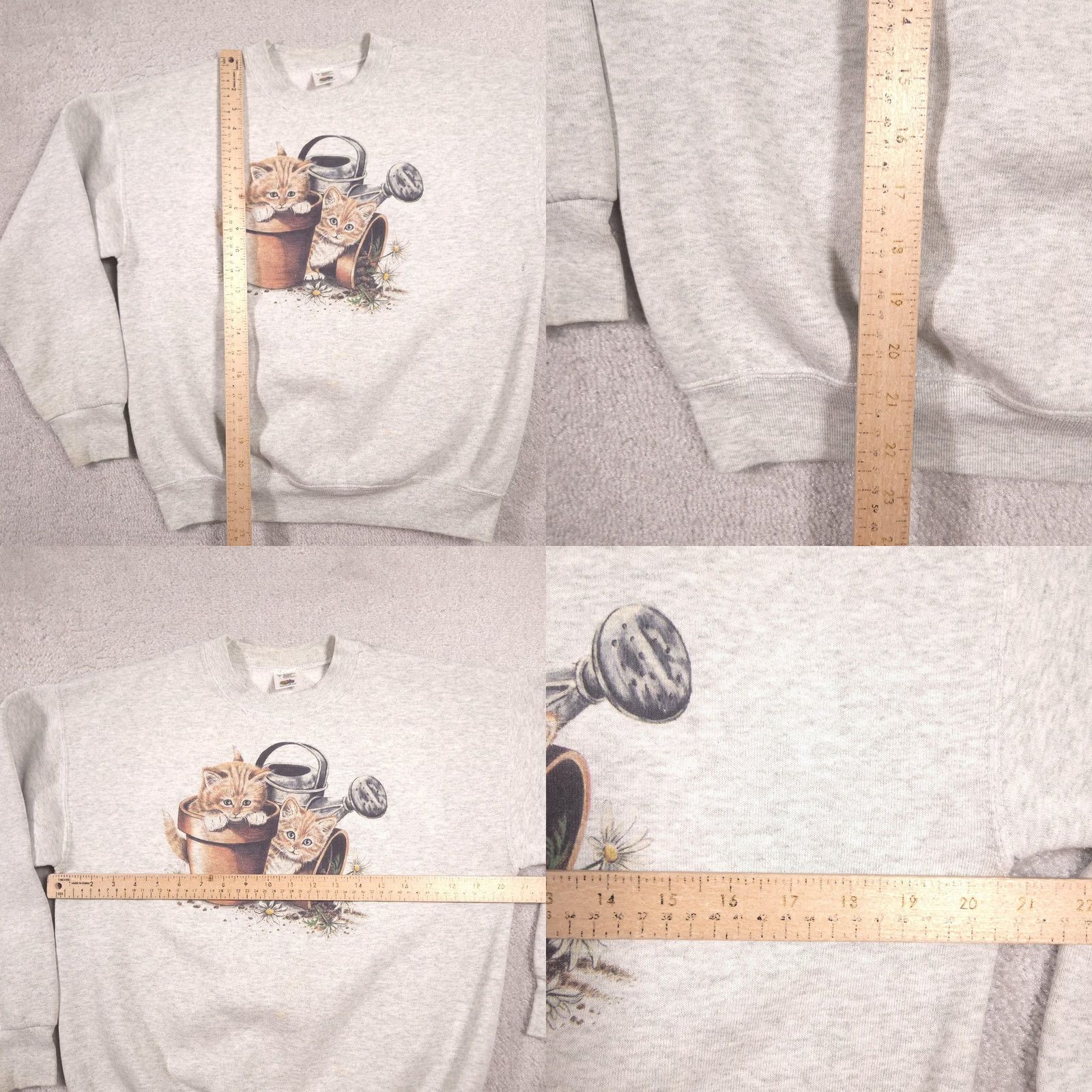 Fruit Of The Loom Fruit of the Loom Sweatshirt Womens M Gray Kitten Flower Pots Graphic Size M / US 6-8 / IT 42-44 - 9 Thumbnail