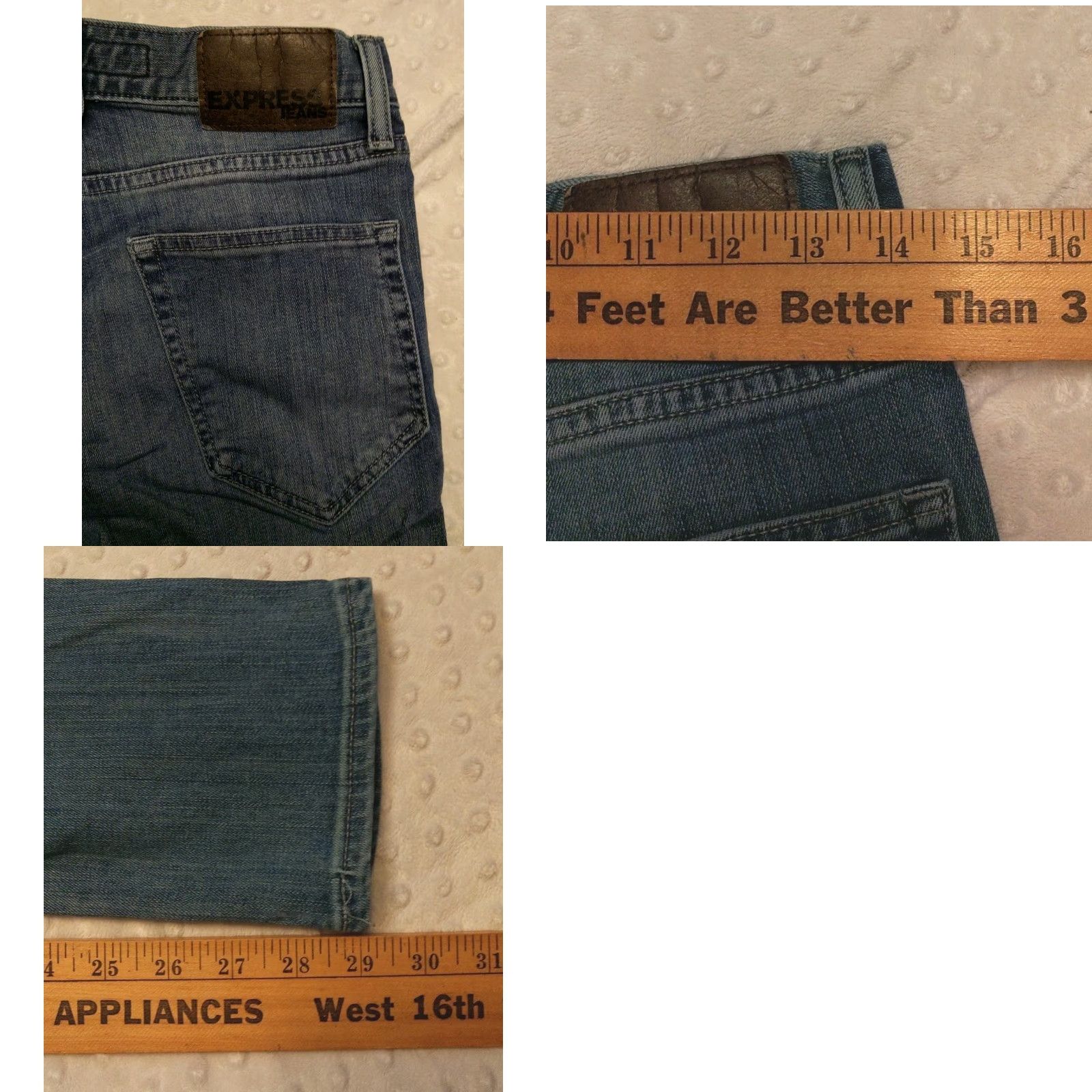 Express Express Alec Jeans Mens 29x30 Blue Cotton Denim Skinny 5-Pocket Zipper Button Size US 29 - 8 Thumbnail