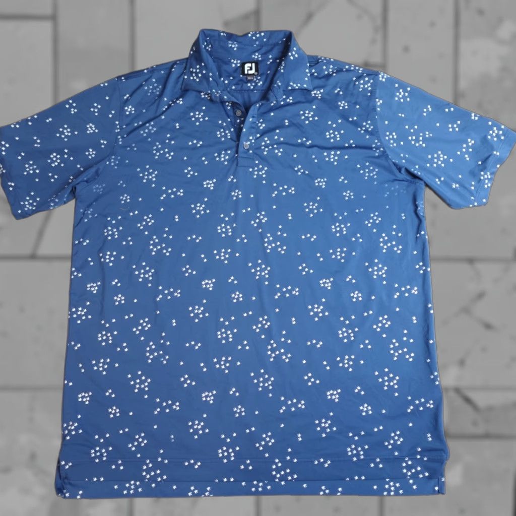 Footjoy FootJoy Polo Shirt 2XL All Over Print White Doves Embroidered W Polo Men Short Sleeve Collared Performance Golf Blue Size US XXL / EU 58 / 5 - 1 Thumbnail