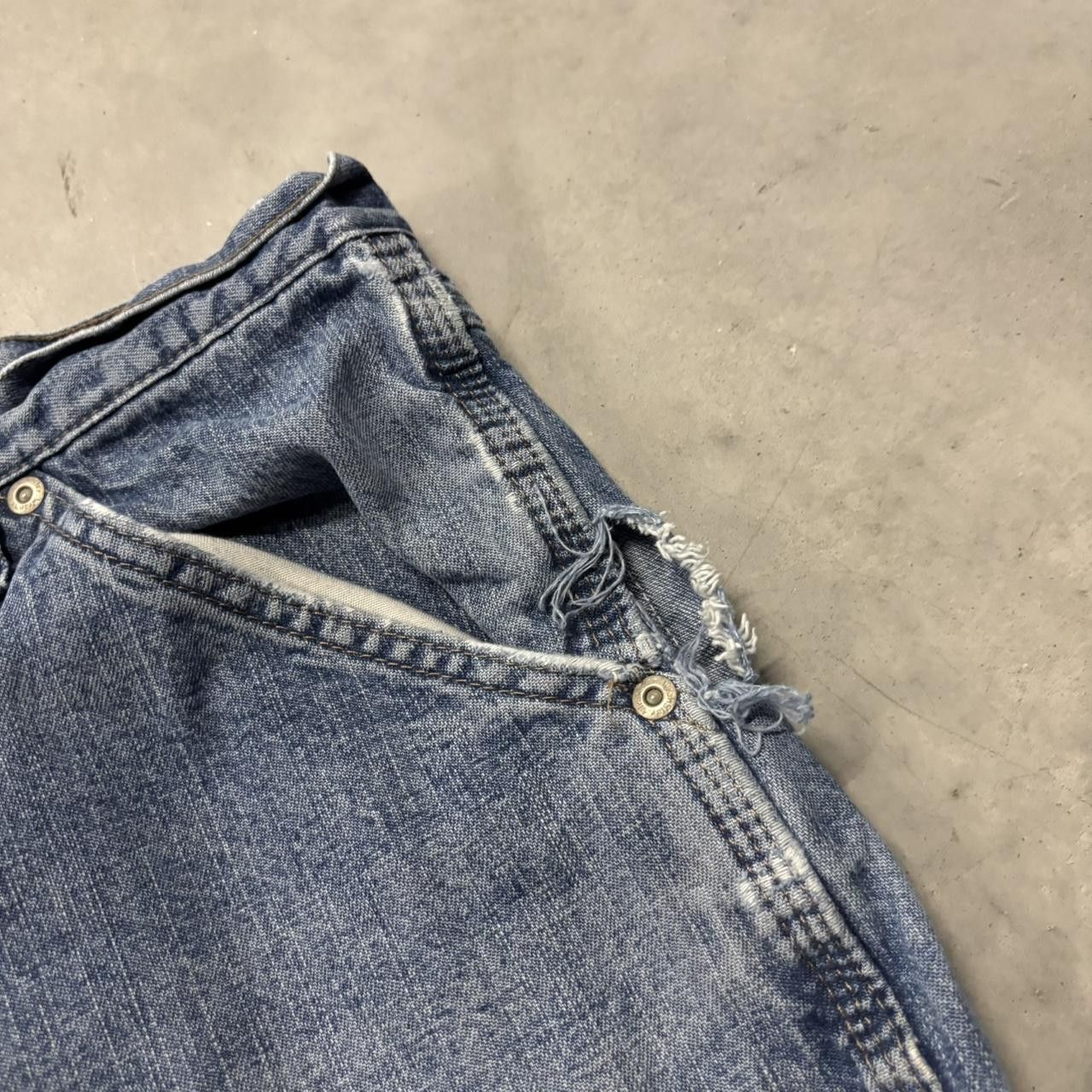 Japanese Brand × Vintage Crazy Vintage Y2K/2000s Baggy Faded Light Wash Distressed Skater Carpenter Denim Jeans! Size US 40 / EU 56 - 6 Thumbnail
