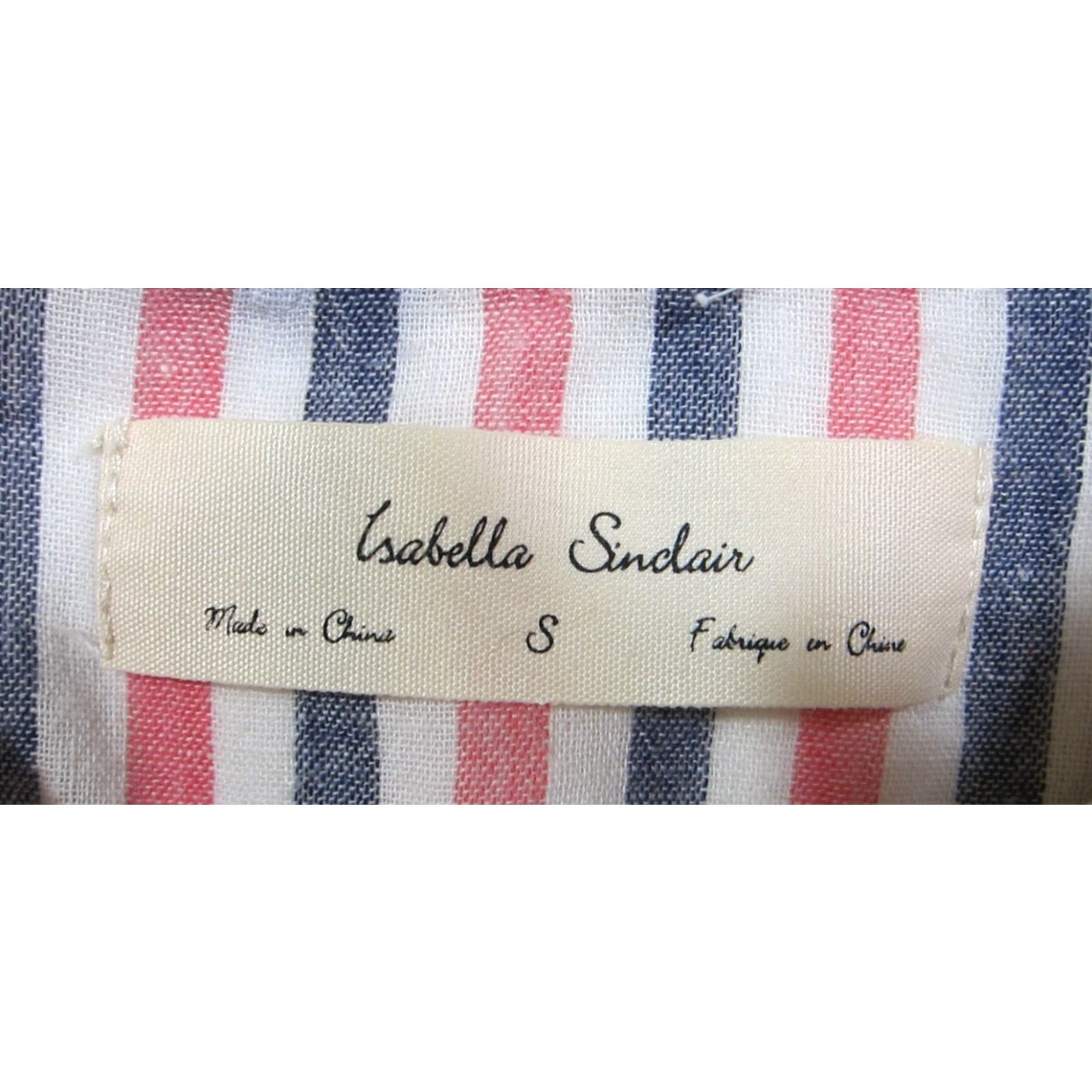 Anthropologie Isabella Sinclair Anthropologie Blouse Top 3/4 Sleeve Stripe Linen Pink Blue S Womens Regular Short Sleeve Pink Stripe 20s 30s 40s 50s 60s 70s 80s 90s Size S / US 4 / IT 40 - 3 Thumbnail