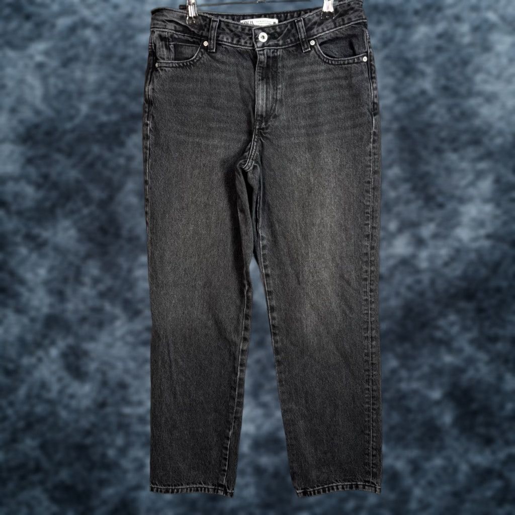 Zara Zara Jeans Women's Size 4 Black High-Waist Tapered Cotton Denim 5-Pocket Regular Rise Inseam 29 in Vintage No Shirt? Size 27" / US 4 / IT 40 - 1 Thumbnail