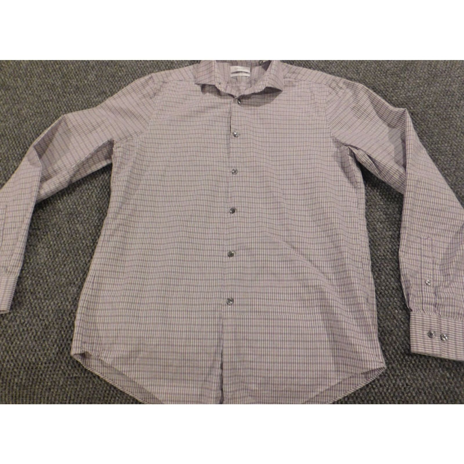 Calvin Klein Calvin Klein Collection Mens Shirt Slim Fit Button-Up Purple Striped Long Sleeve Medium Regular Size M Button-Down Collar Size US M / EU 48-50 / 2 - 2 Thumbnail