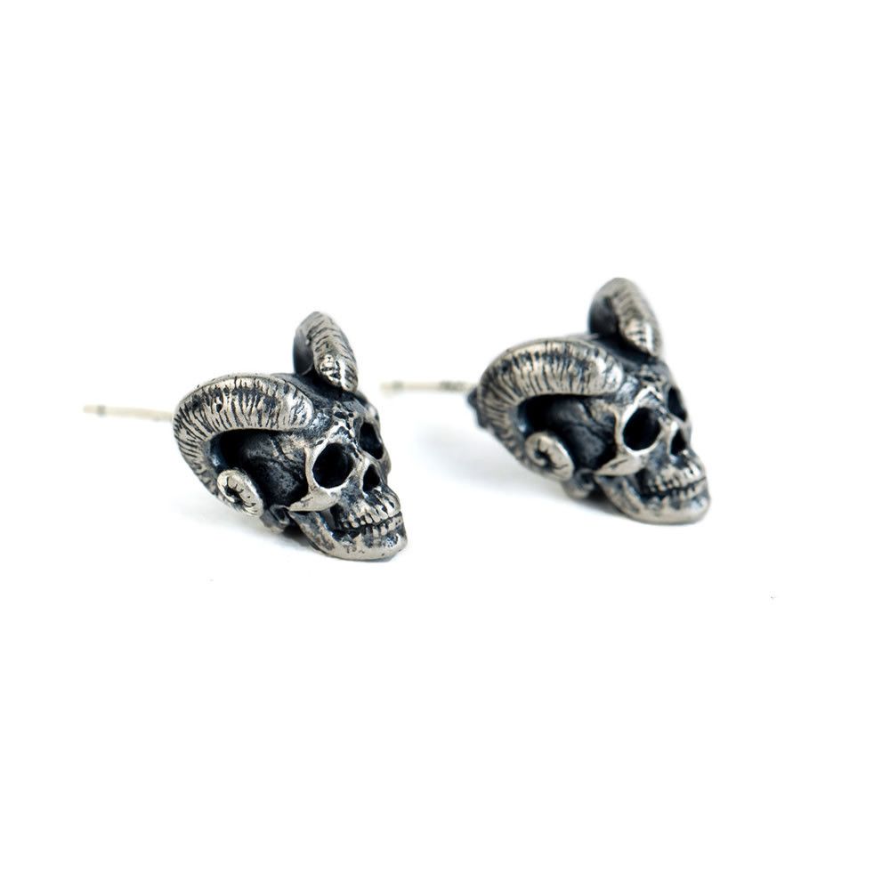 Jewelry 925 Silver Skull Retro Earrings One Pairs Chrome Jewelry Size ONE SIZE - 6 Thumbnail