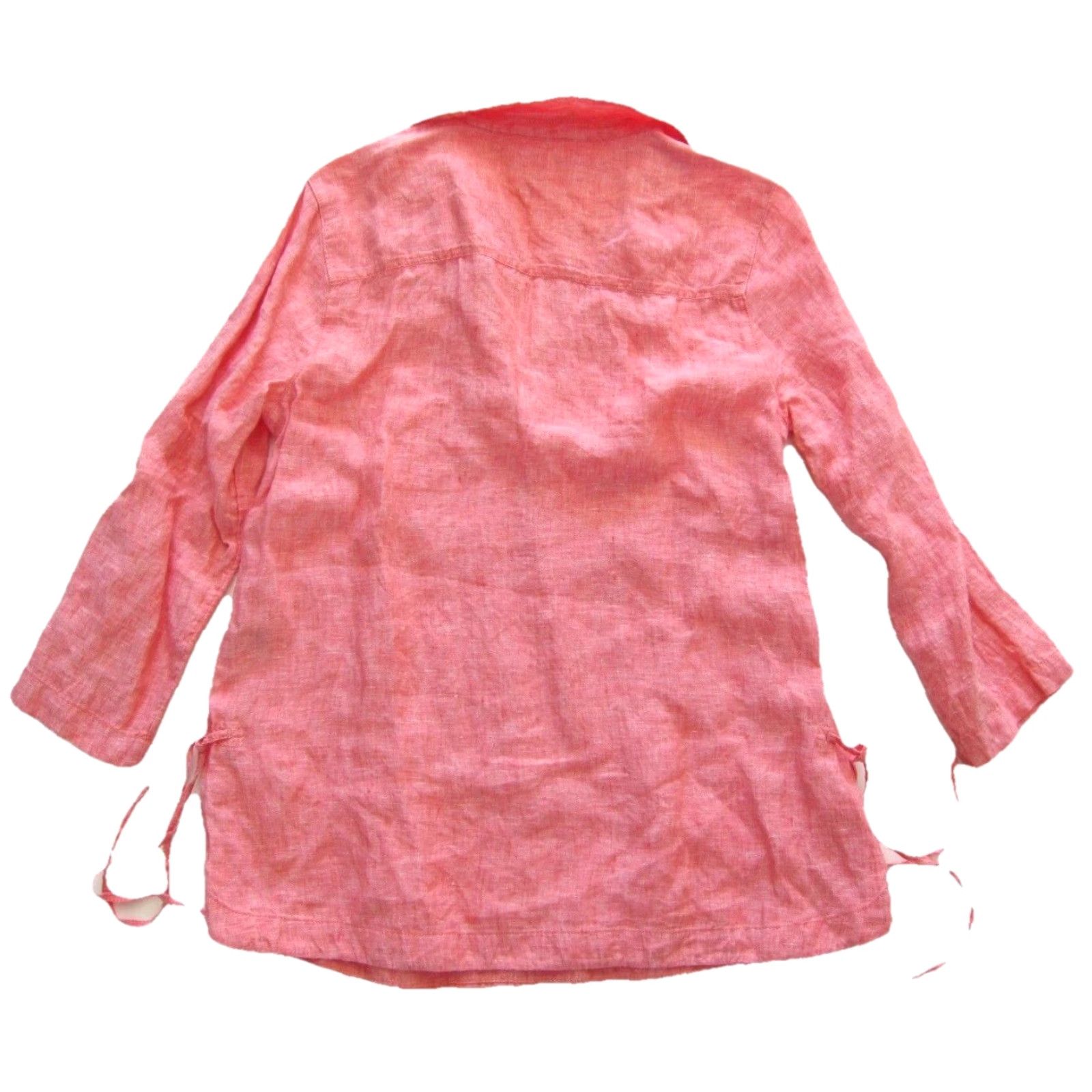 Pinko Sigrid Olsen 100% Linen Pink Collared 3/4 Sleeve Tunic Peasant Blouse Small Size S / US 4 / IT 40 - 2 Thumbnail
