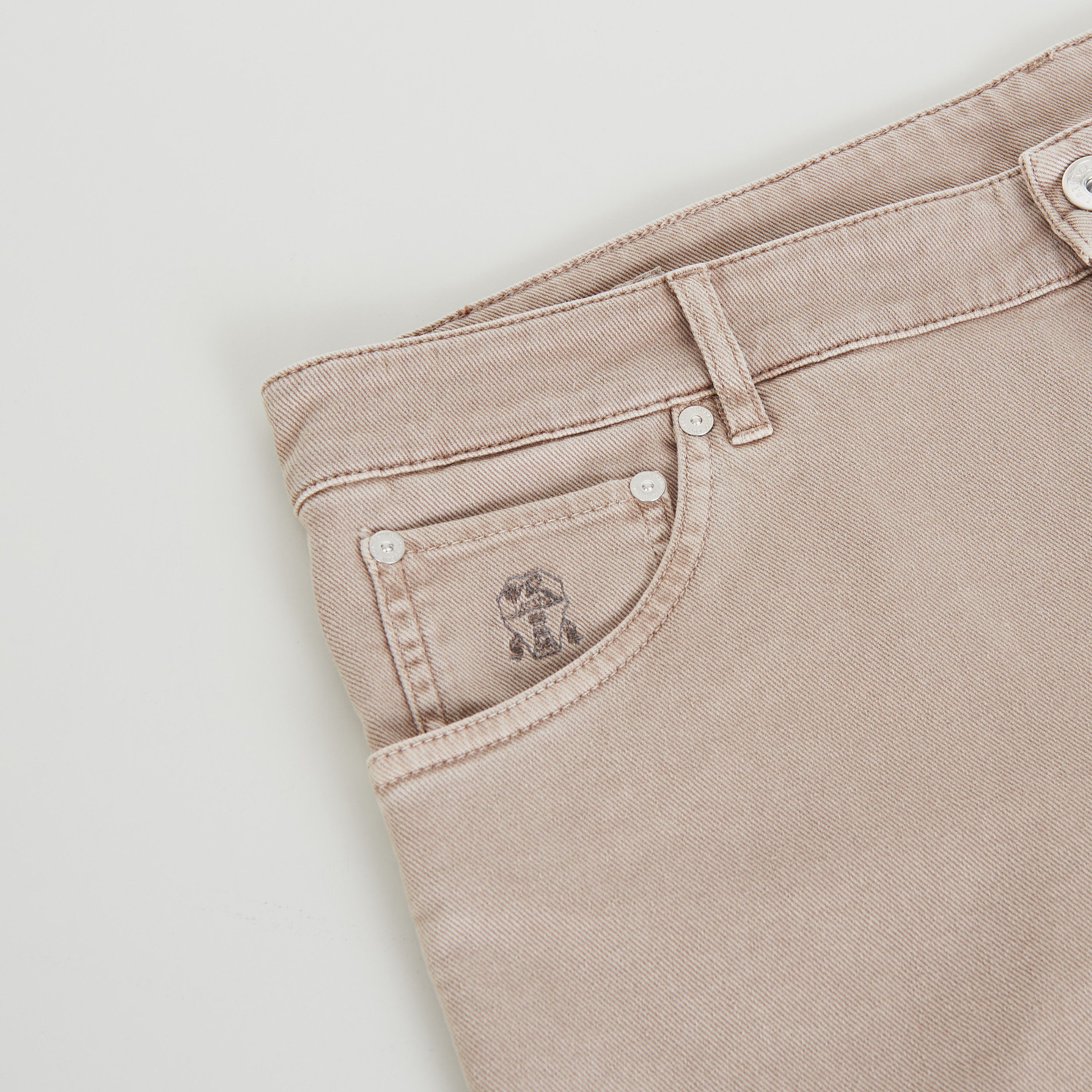 Brunello Cucinelli Light Brown Stretch Denim Trousers - Slim Fit, Five-Pocket Size US 40 / EU 56 - 9 Thumbnail