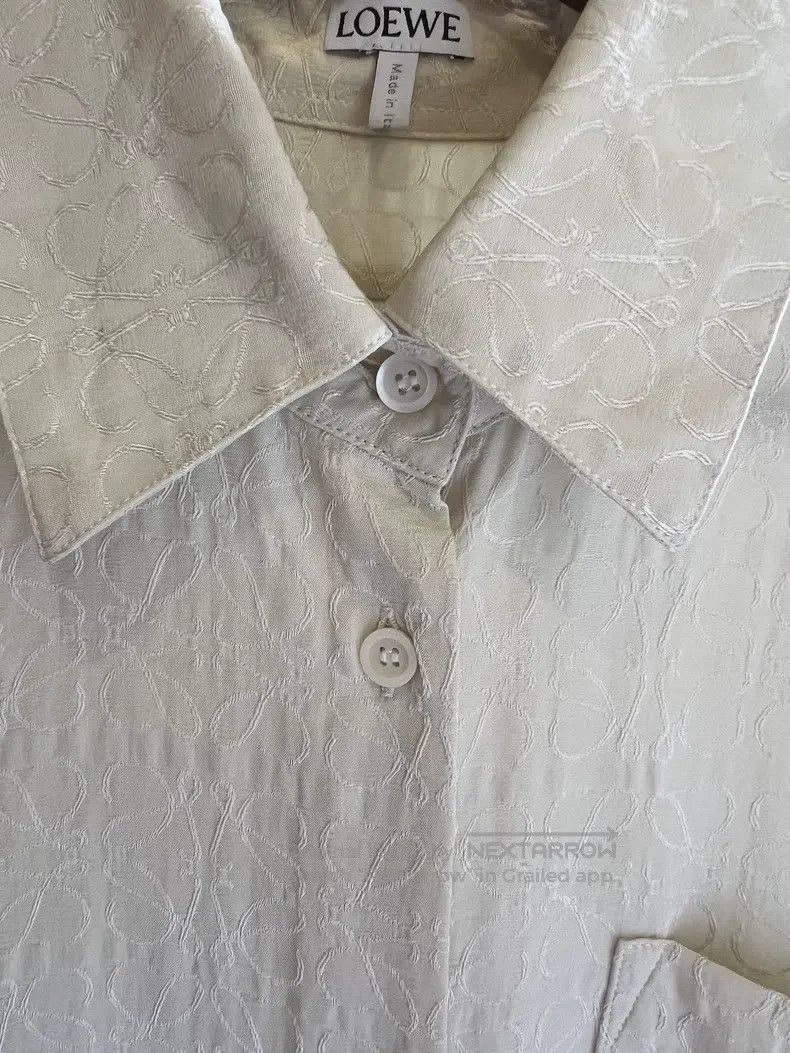 Loewe Loewe Off-White Silk Embroidered Shirt Dress Size XS / US 0-2 / IT 36-38 - 6 Thumbnail