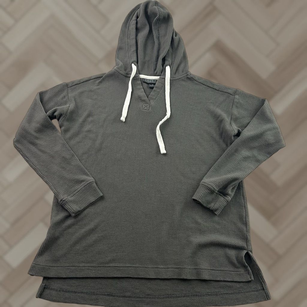 Vintage Free Fly Hooded Thermal Long Sleeve Top Women's S Gray Size S / US 4 / IT 40 - 1 Thumbnail