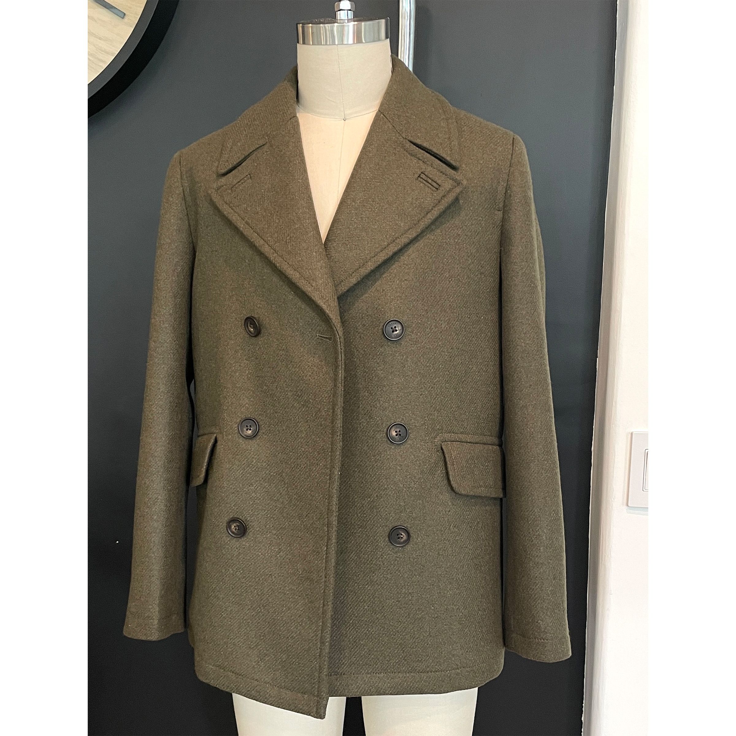 Ted Baker Ted Baker 273719 Mens Olive Green Wool Blend Peacoat Size 2 Size US M / EU 48-50 / 2 - 10 Thumbnail