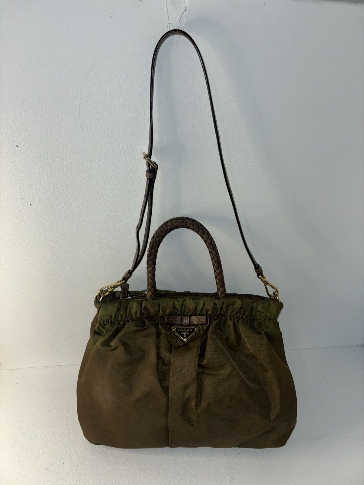 Prada Prada Hand Bag Green Nylon Size ONE SIZE - 12 Thumbnail