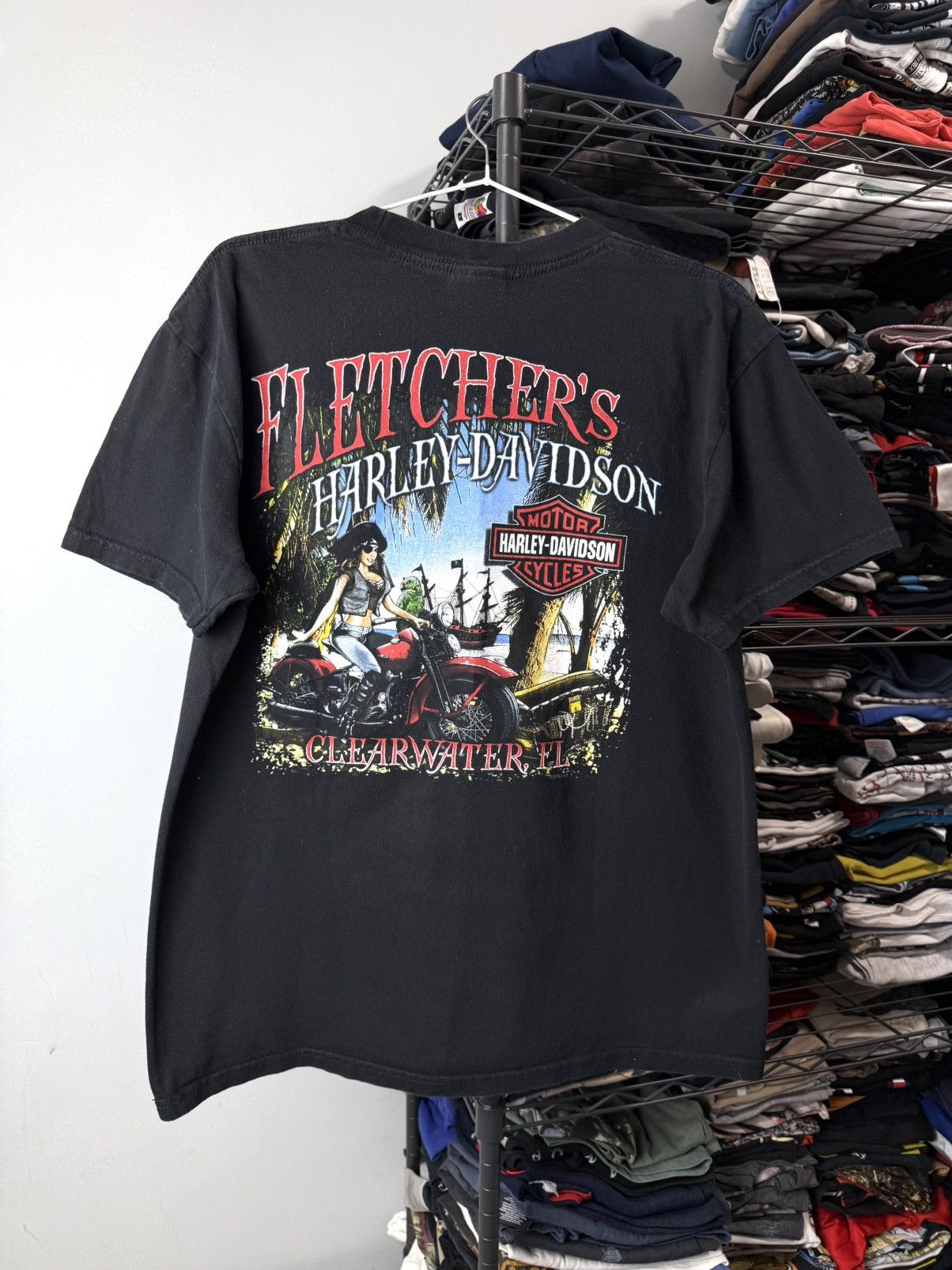 Harley Davidson Vintage Harley Davidson Clearwater Florida Sexy Girl T Shirt Size US L / EU 52-54 / 3 - 1 Thumbnail