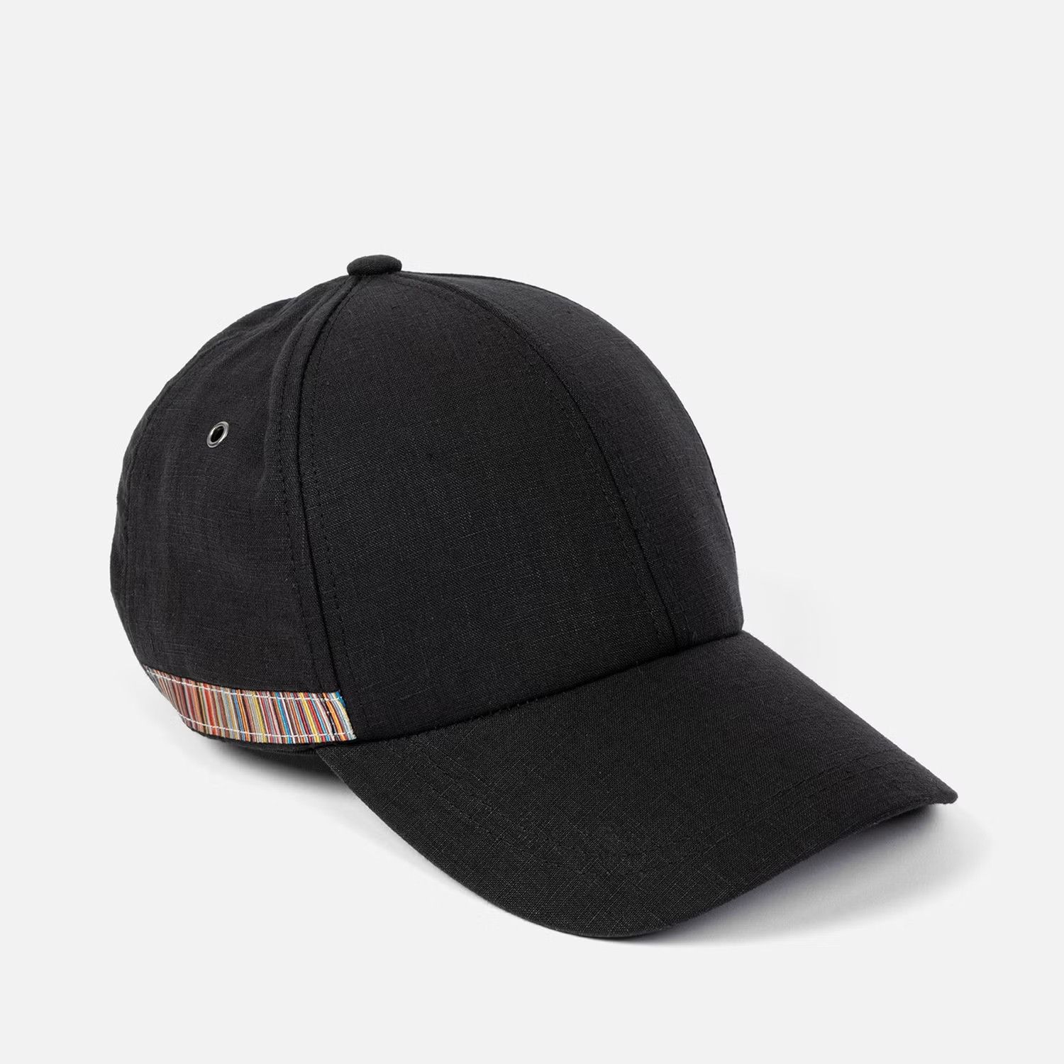 PAUL SMITH Signature Stripe black linen baseball cap