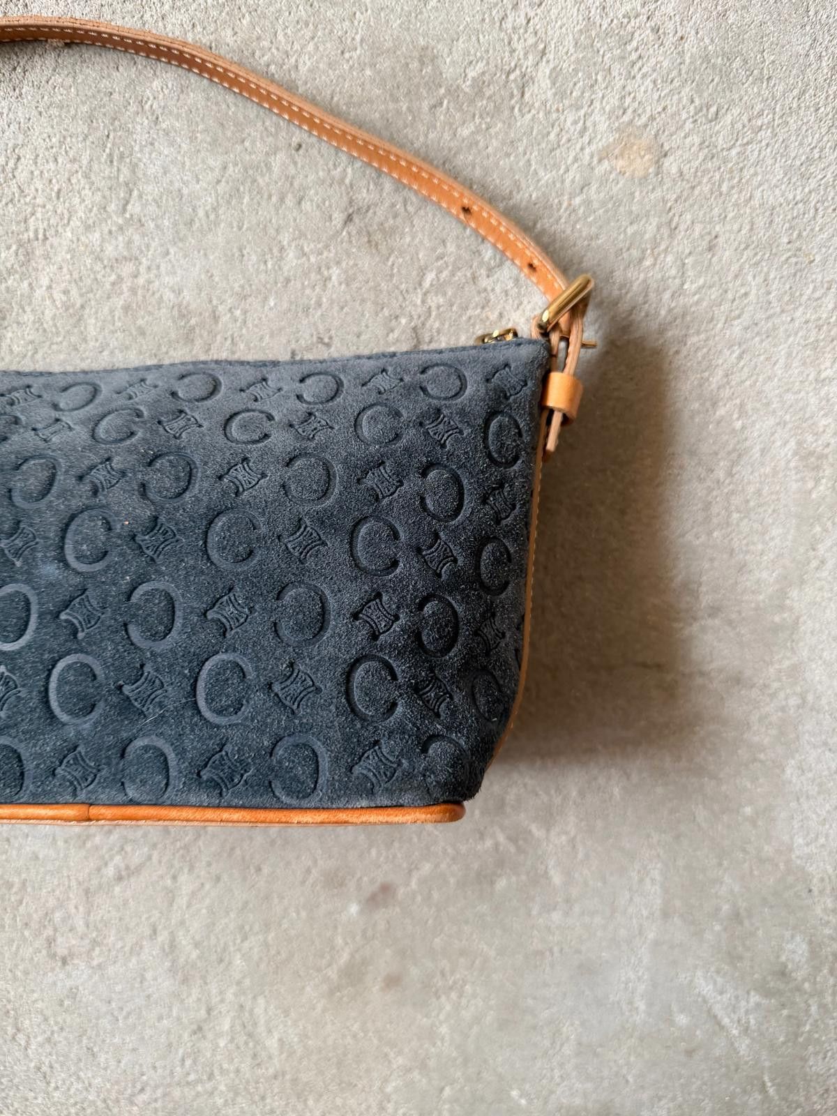 Celine Celine C Macadam Suede Mini Shoulder Bag Navy/Beige Size ONE SIZE - 4 Thumbnail