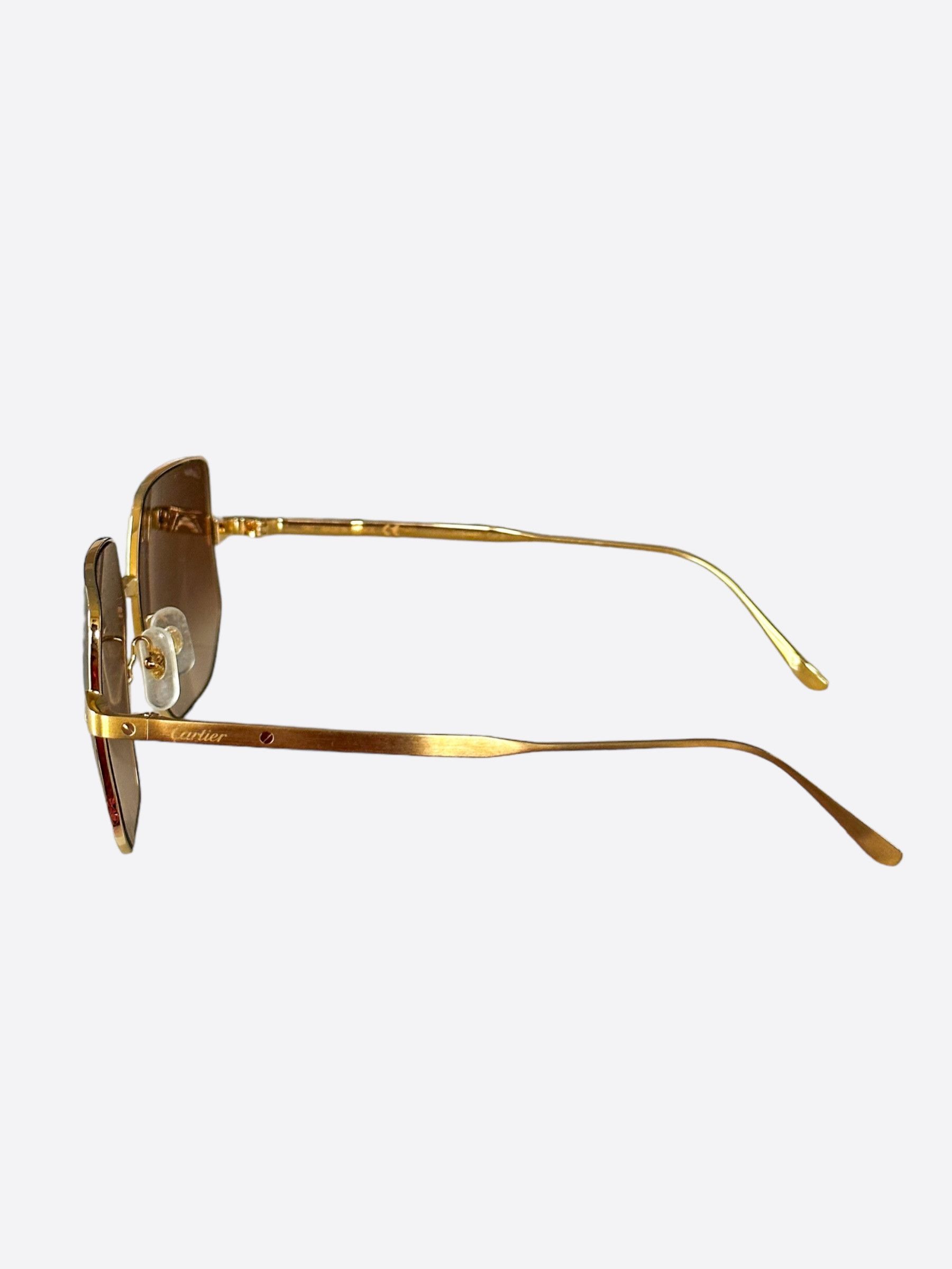Cartier Cartier Gold Santos CT0327S Sunglasses Size ONE SIZE - 4 Thumbnail