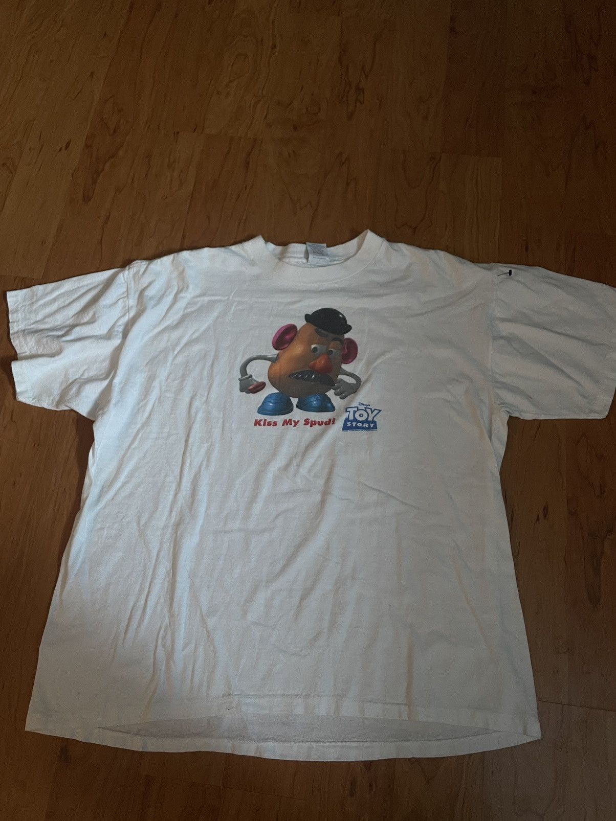 image of Disney x Vintage 1995 Toy Story Promo Tee in White, Men's (Size XL)