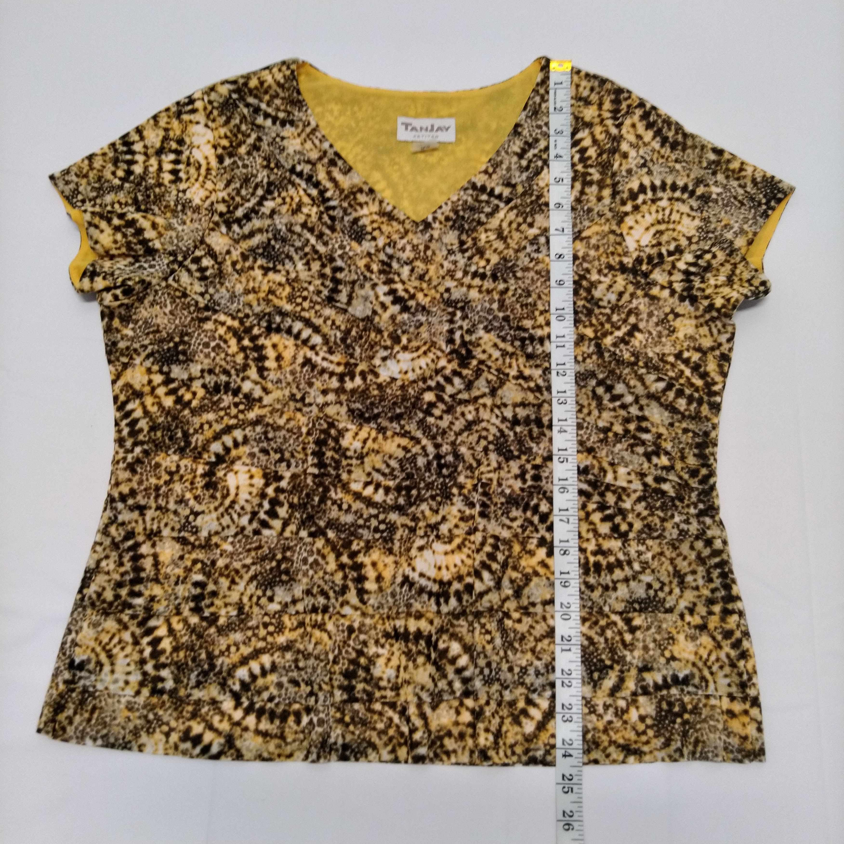 Vintage Tanjay Petites PL Short Sleeve V Neck Summer Top Blouse Size M / US 6-8 / IT 42-44 - 7 Thumbnail