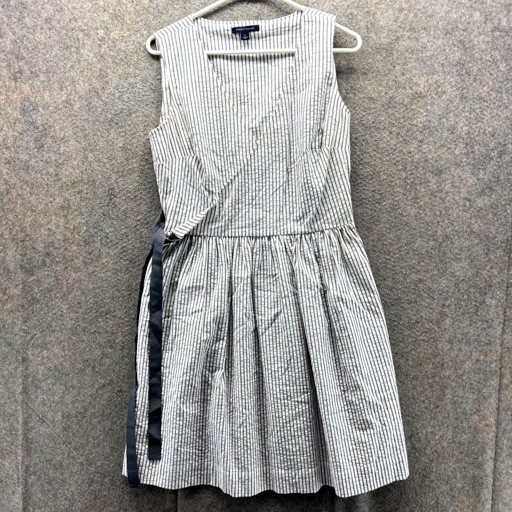 Tommy Hilfiger Tommy Hilfiger Dress Women 8 Striped Sleeveless Cotton A Line Seersucker Womens Large Size M / US 6-8 / IT 42-44 - 2 Thumbnail