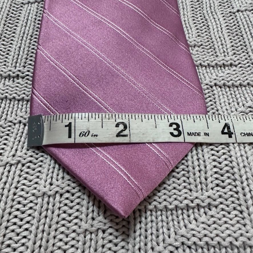 Ike Behar Ike Behar pink monotone striped silk tie Size ONE SIZE - 5 Thumbnail