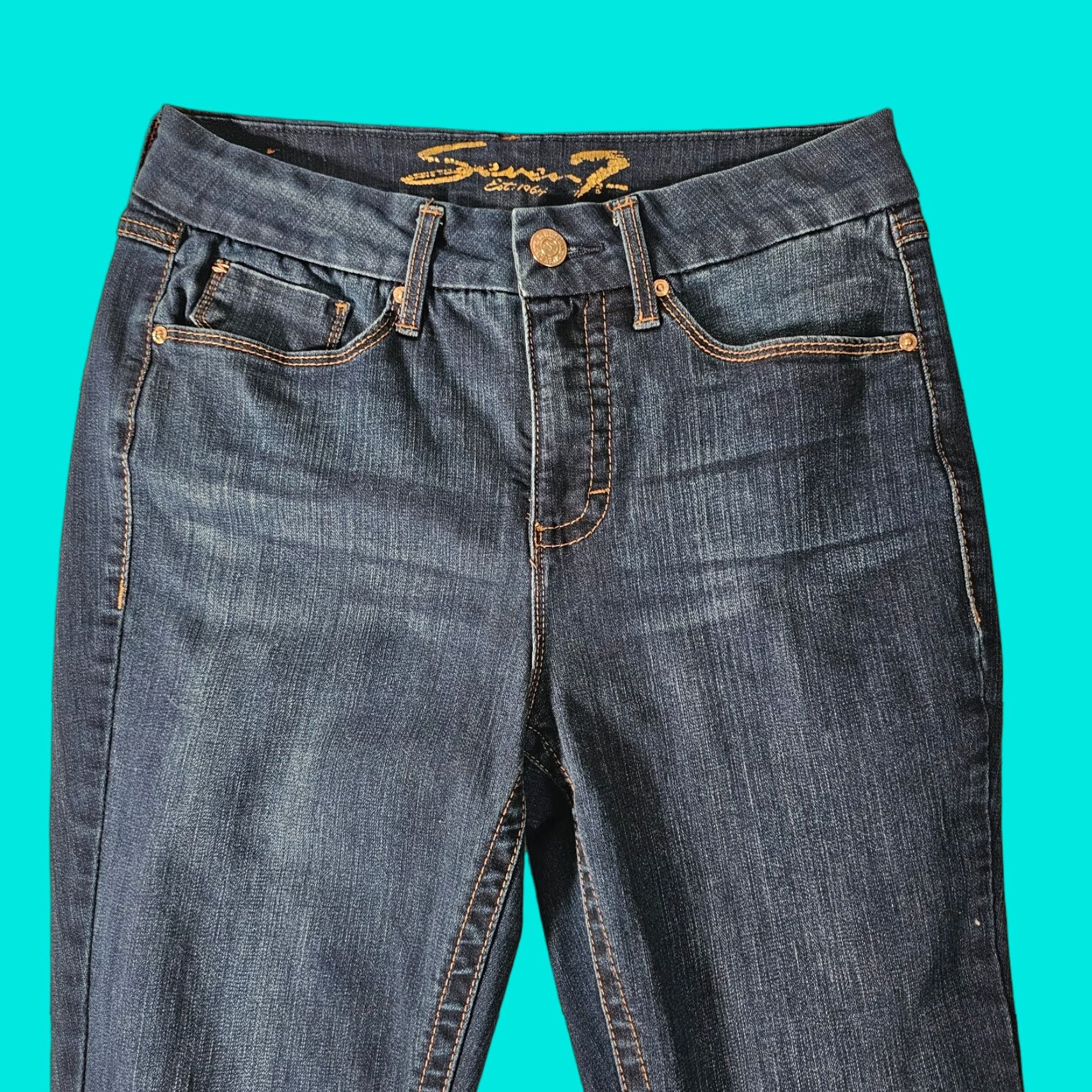 Vintage Seven7 Women’s Jeans Skinny High Rise Tummyless Stretch Dark Wash 28 in Inseam 28.5 in 5-Pocket Denim Blue Size 8 Size 30" / US 8 / IT 44 - 1 Thumbnail
