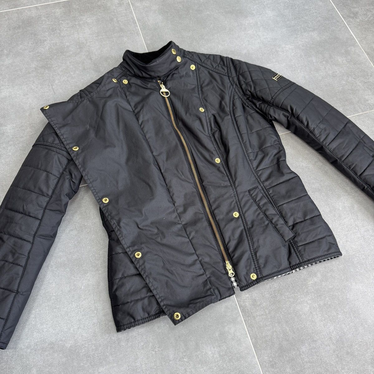 Barbour Barbour International Black Streak Axle Waxed Quilted Jacket Size L / US 10 / IT 46 - 9 Thumbnail
