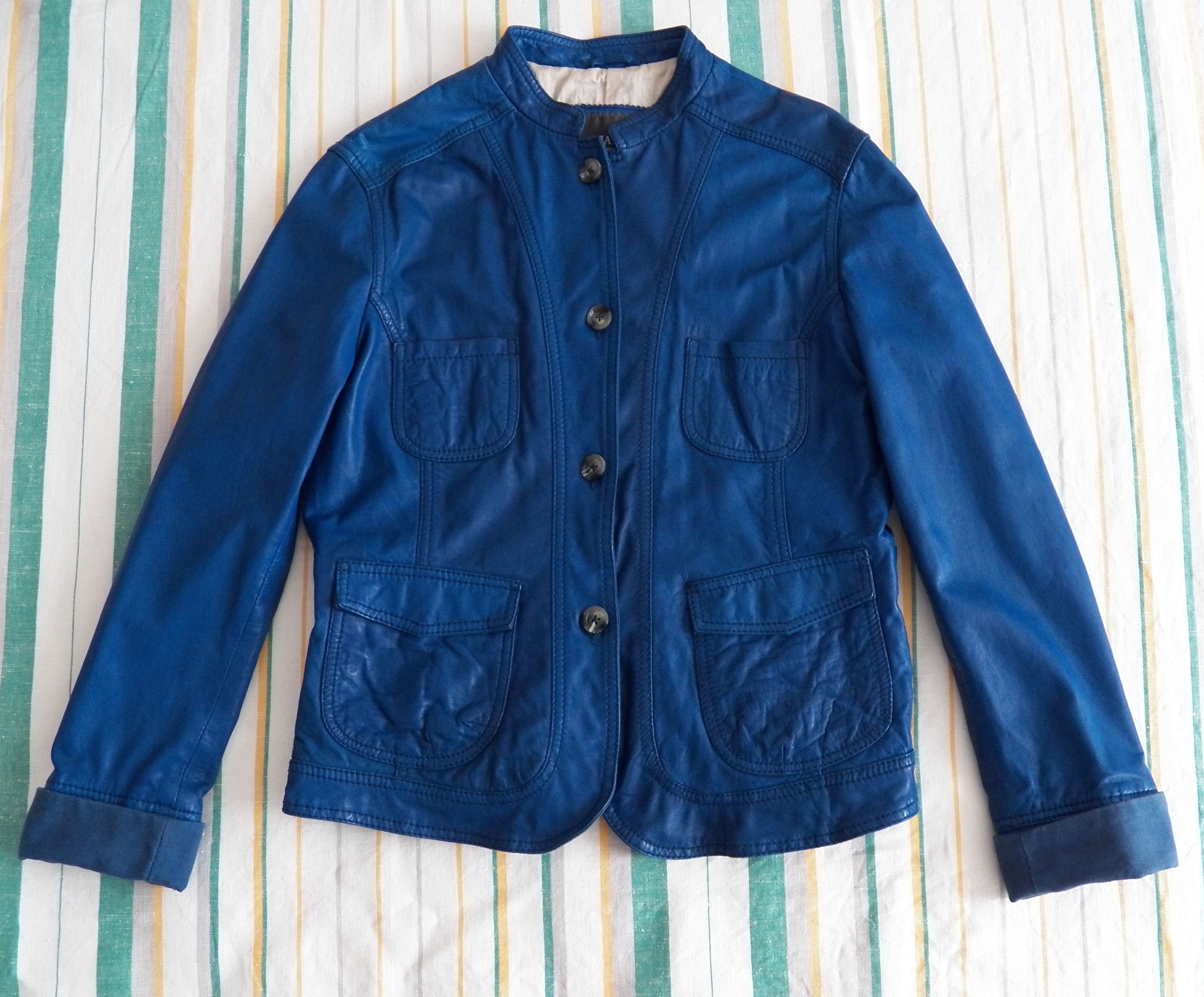 Leonardo Leather Button Up Designer Jacket Mandarin Collar