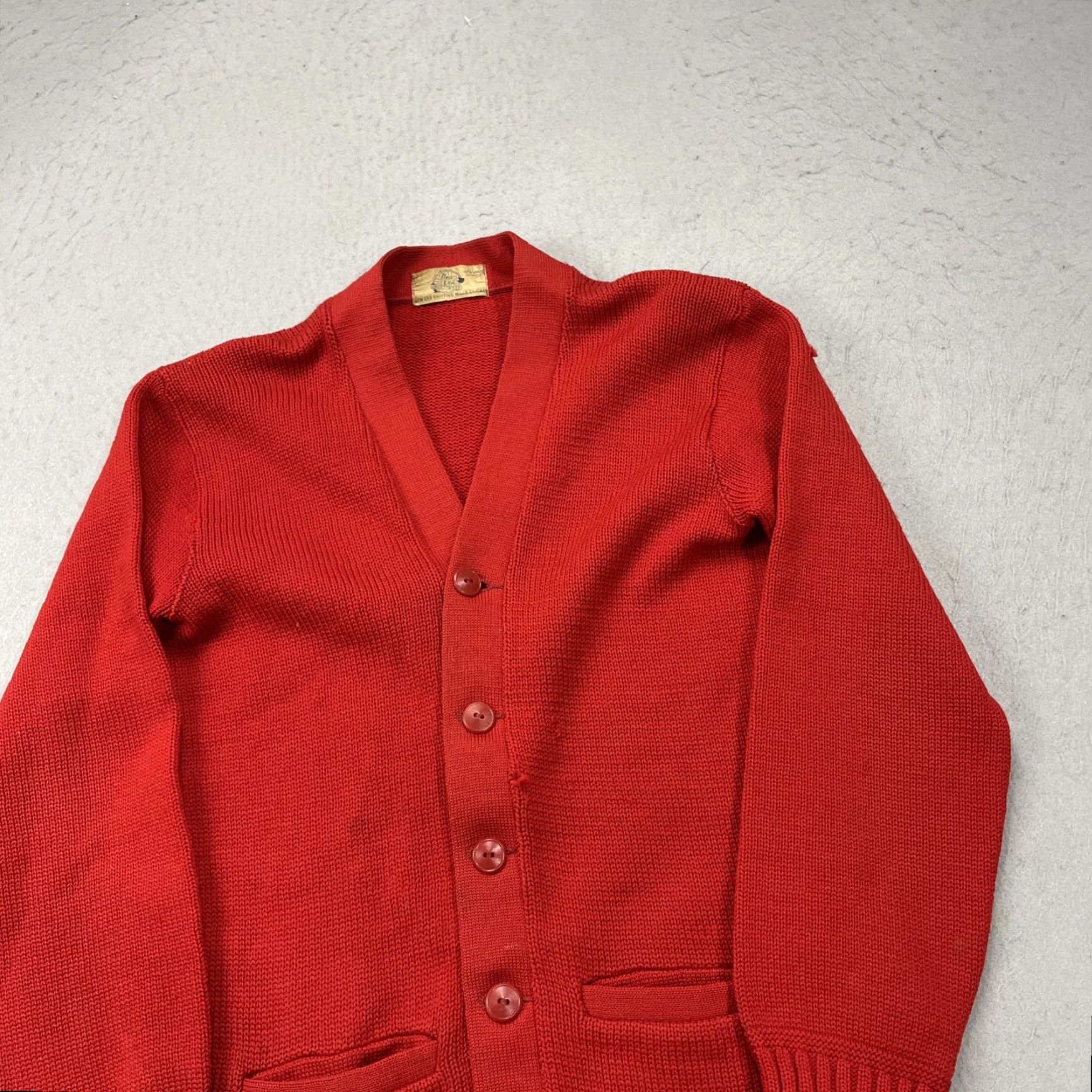 New Era VINTAGE New Era Sweater Cardigan Knitting Mills Wool Red Adult M Slim Men Medium Cardigan 40s Wool Winter Fall 90s Mens Size US M / EU 48-50 / 2 - 3 Thumbnail