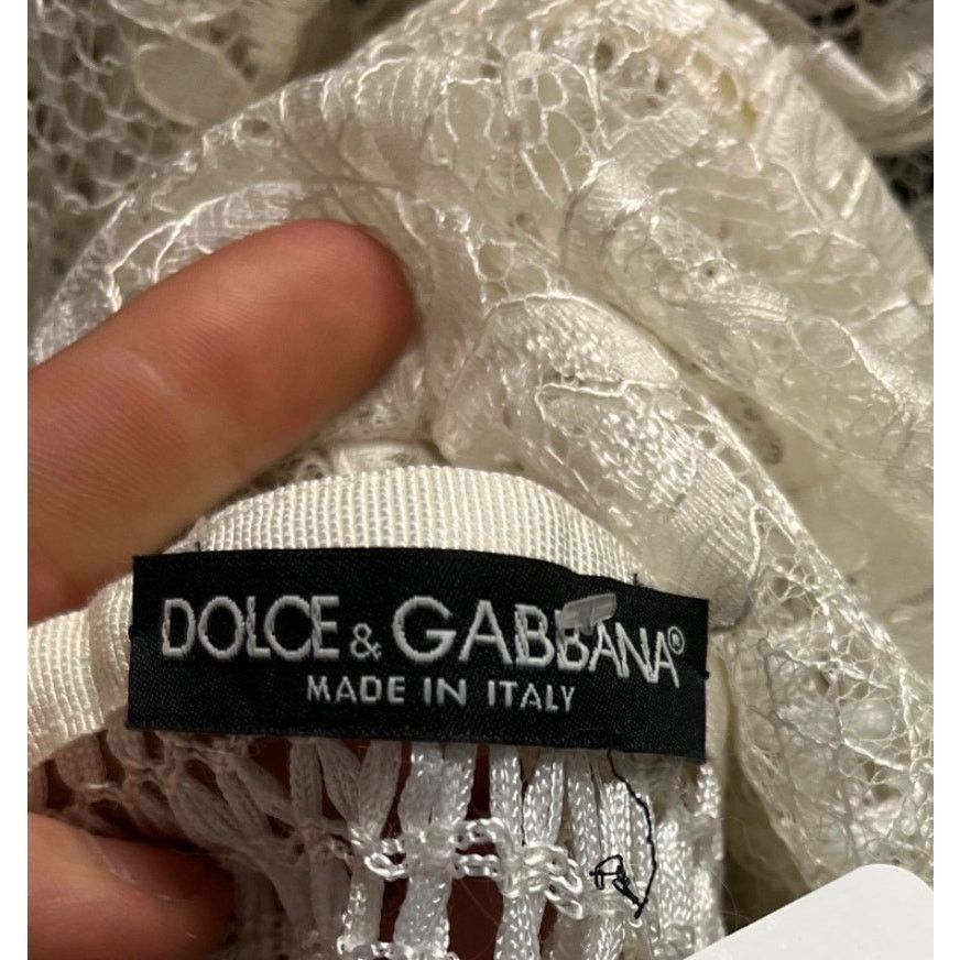 Dolce & Gabbana NWOT Dolce & Gabbana White Lace High Collar Dress IT40 S Size S / US 4 / IT 40 - 5 Thumbnail