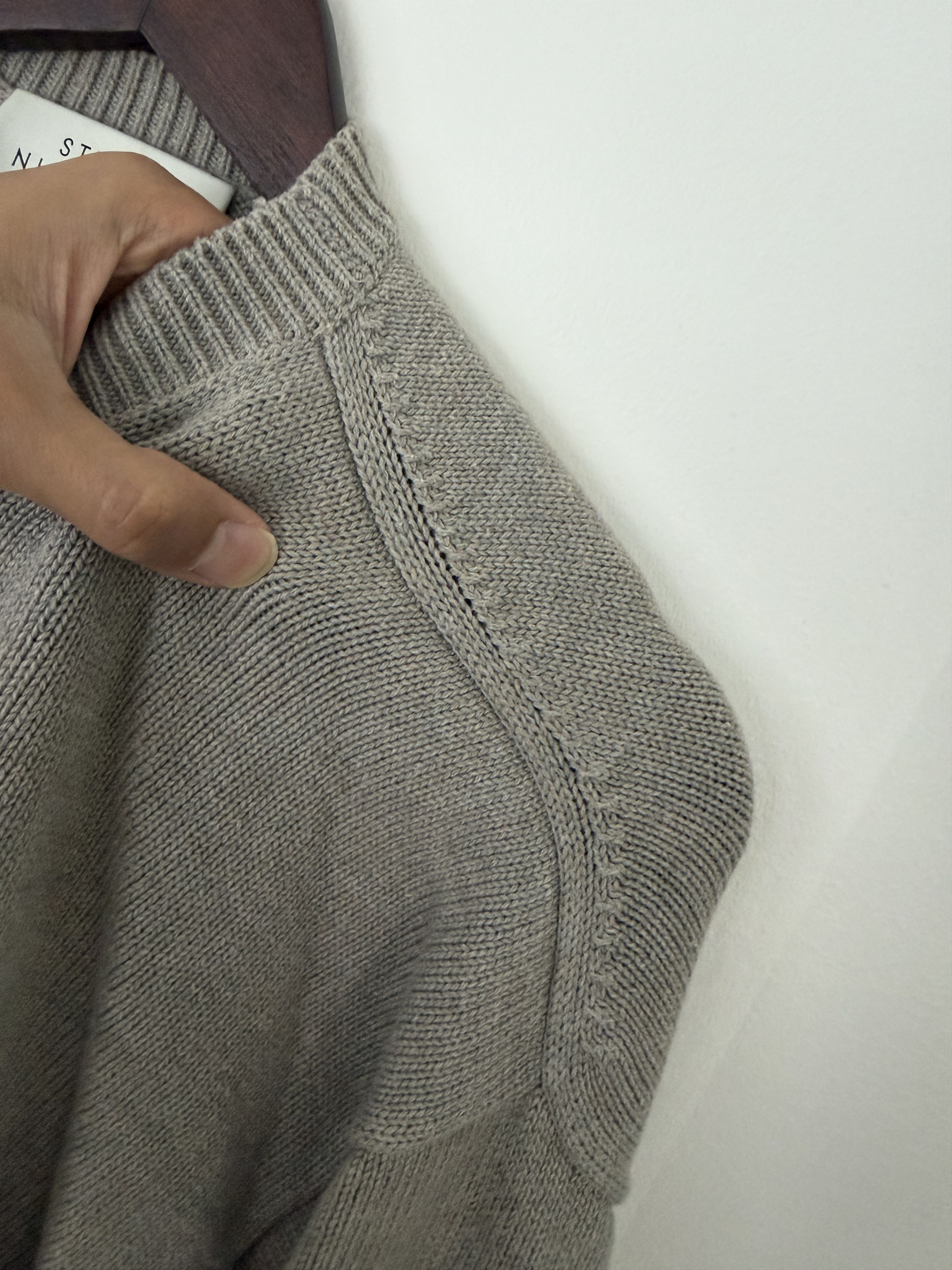 Knit Raglan Sweater (Merino Wool Blend) in Beige, Men's — image 6 of 6