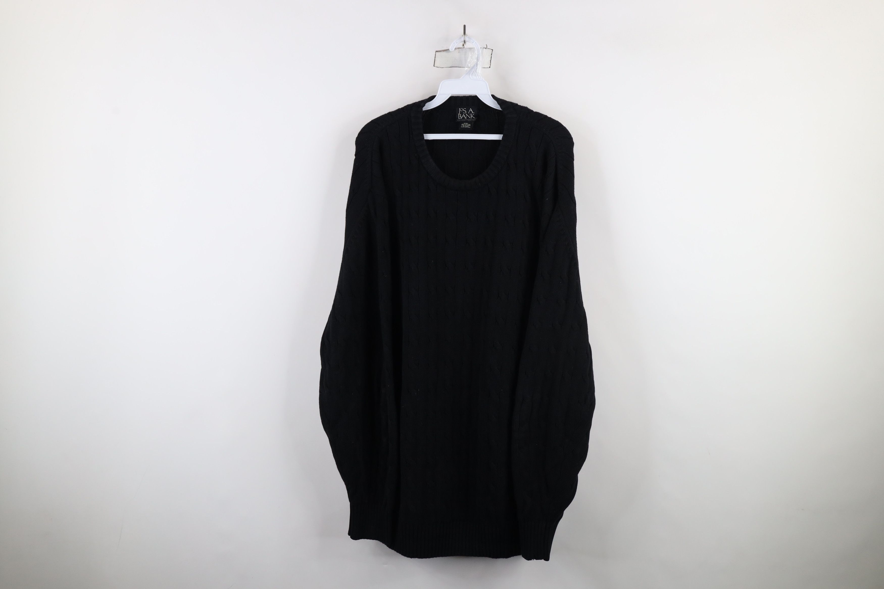 Jos. A. Bank × Vintage Vintage Jos A Bank Cotton Chunky Cable Knit Sweater Black Size US XXL / EU 58 / 5 - 1 Thumbnail