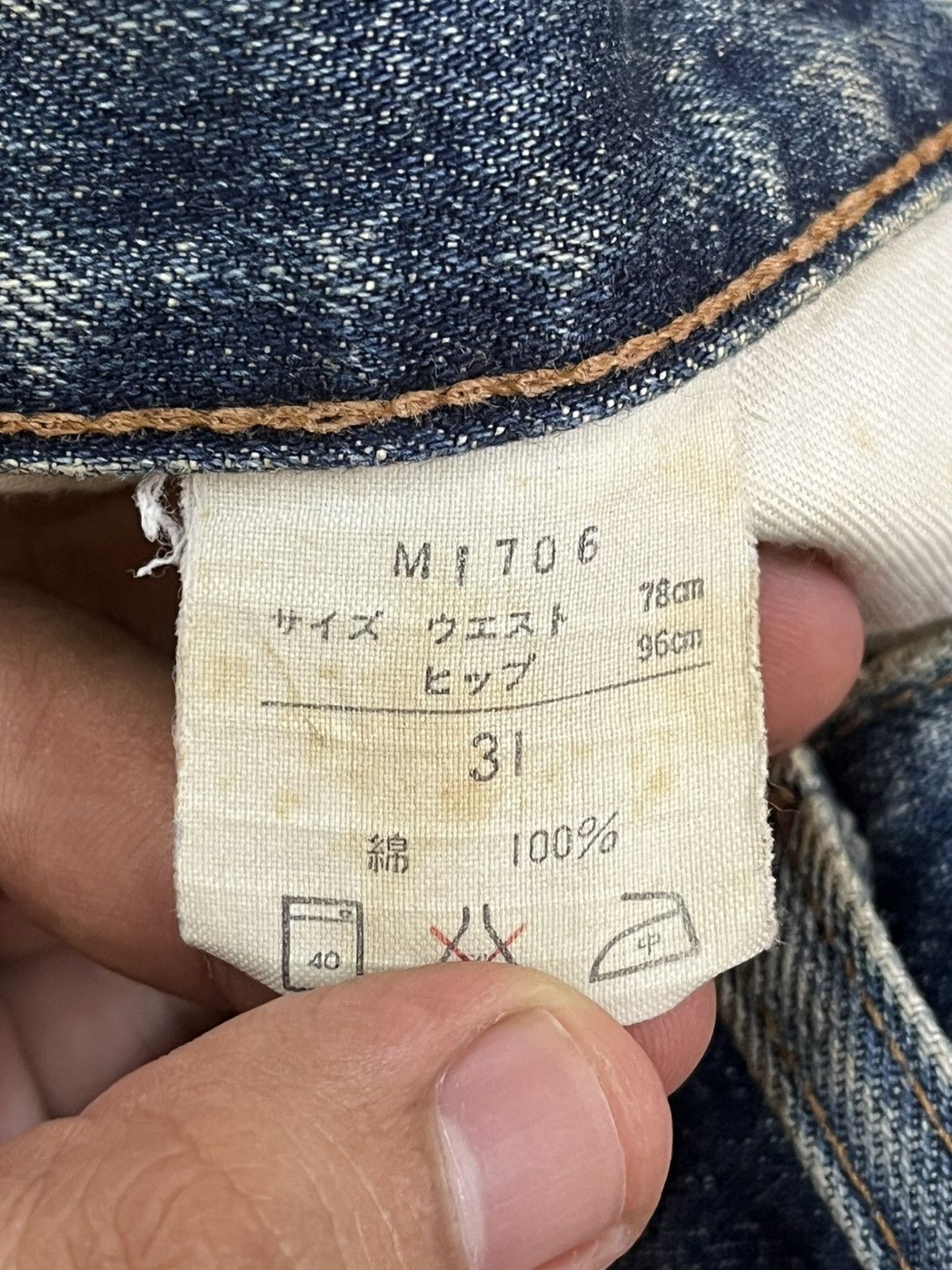 4GSELLER Vintage Wrangler Selvedge Mudwash Distressed Denim Size US 30 / EU 46 - 9 Thumbnail