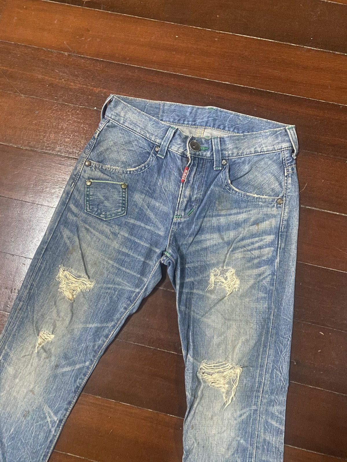 Edwin Fire Edwin bluetrip Flare Distressed Denim mud wash faded Size US 34 / EU 50 - 5 Thumbnail