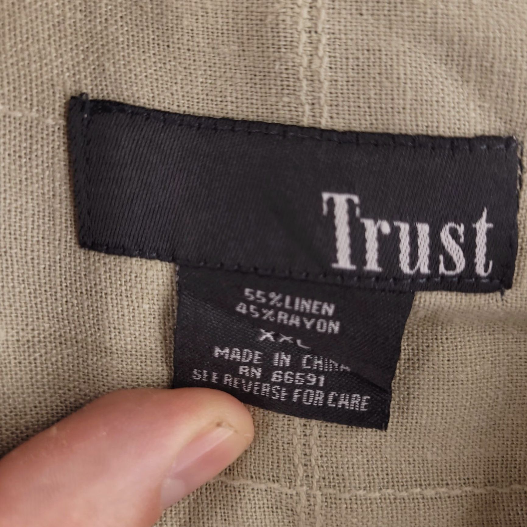 Vintage Trust Shirt Mens 2XL Tan Brown Check Linen Short Sleeve Button-Up Collared Vintage: No Size US XXL / EU 58 / 5 - 4 Thumbnail