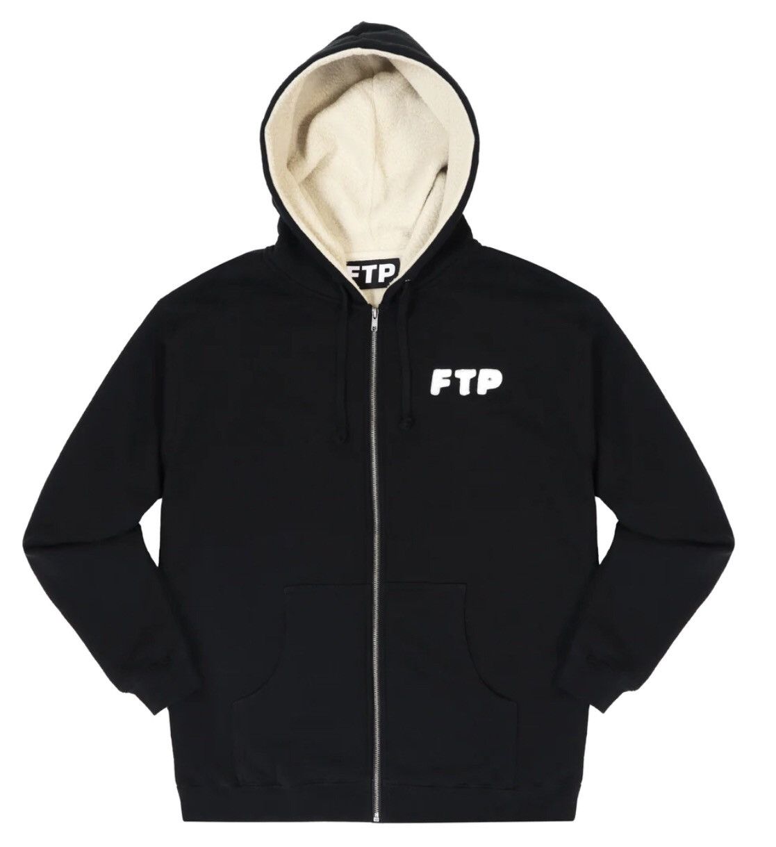 image of Fuck The Population Ftp Chenille Logo Zip Hoodie Large in Black, Men's