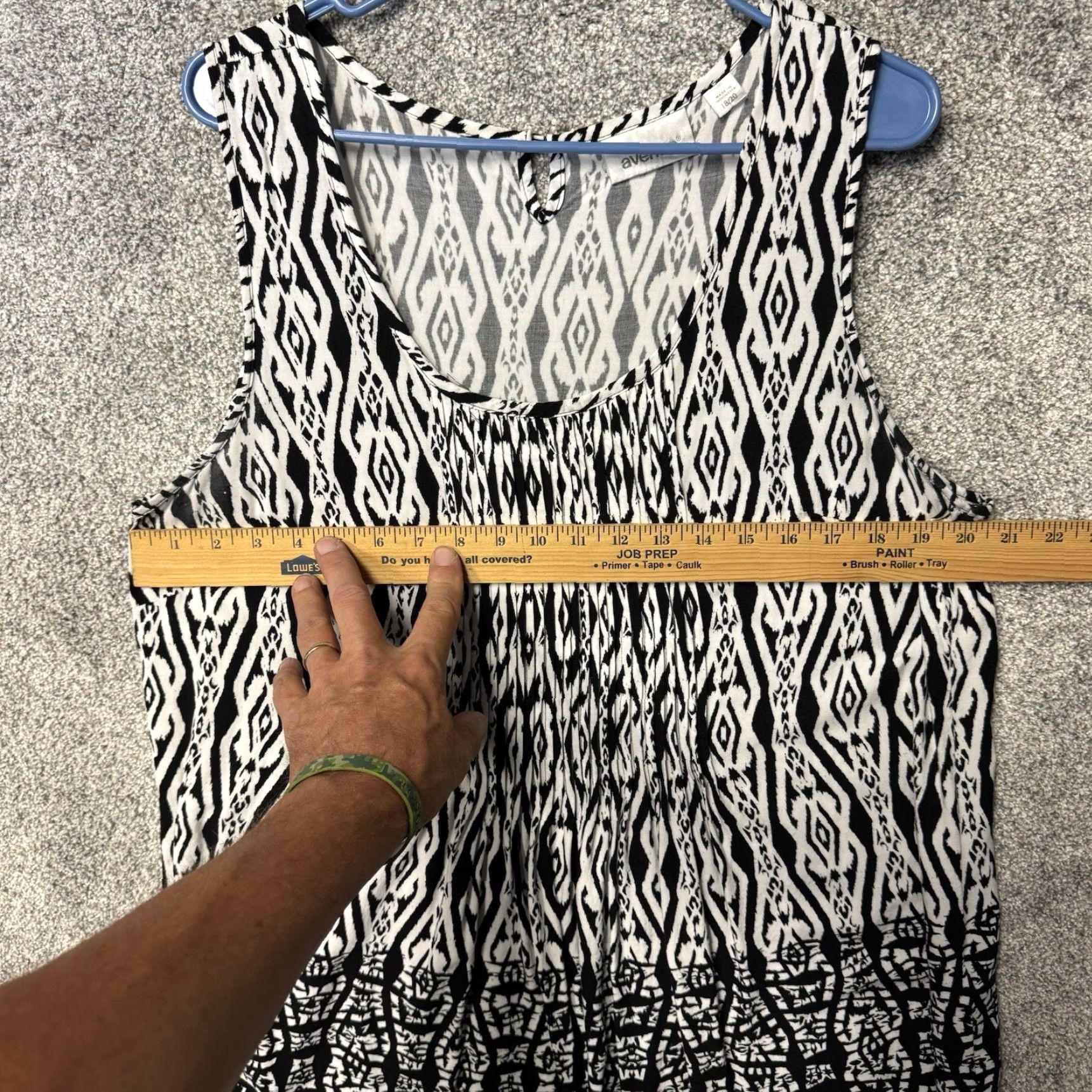 Avenue Avenue Blouse Sleeveless Womens Plus 18-20 Black Rayon Racerback Scoop Neck Geometric Boho Chic Whimsigoth Tribal Indie Sleaze Y2K Size XXL / US 16-18 / IT 52-54 - 3 Thumbnail