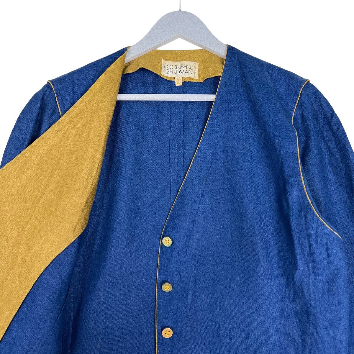 Designer 🔥 VINTAGE OGNIBENE ZENDMEN ROMA LINEN JACKET MADE IN ITALY Size US S / EU 44-46 / 1 - 10 Thumbnail