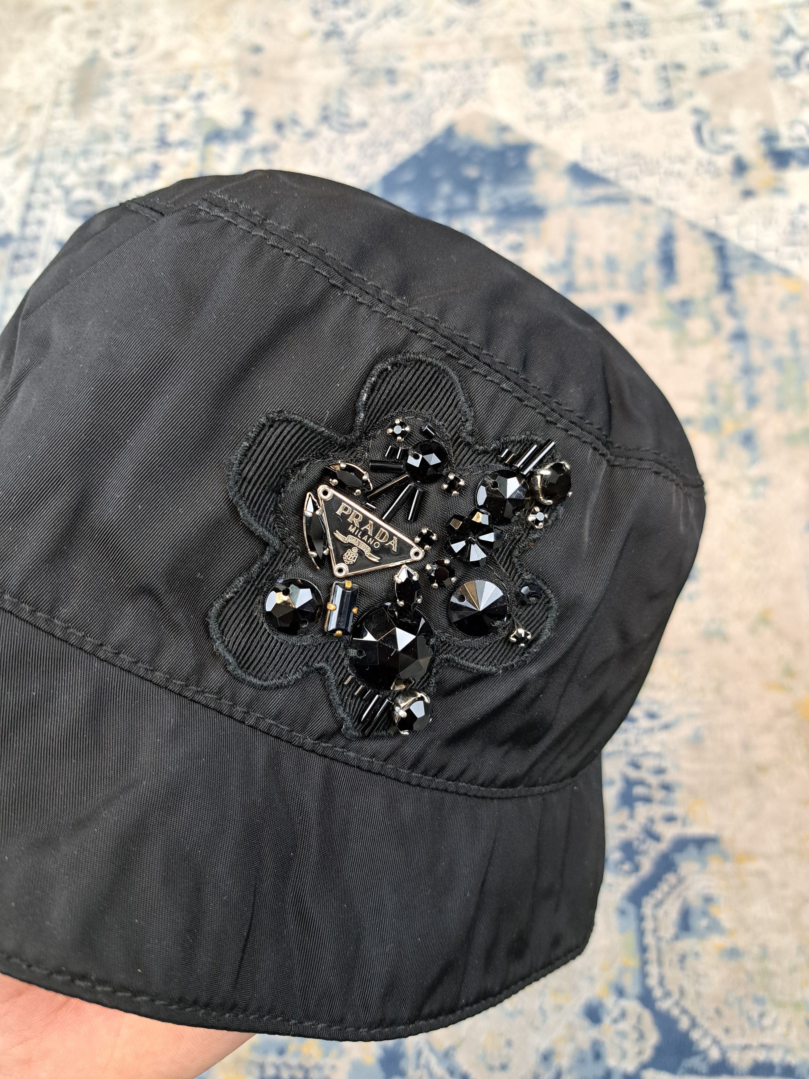 Prada Prada Triangle Logo Rhinestones Bucket Hat Very Rare Size M Size ONE SIZE - 2 Thumbnail