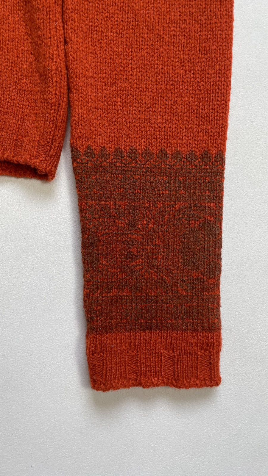 Dries Van Noten Patterned Sleeve Orange Wool Cardigan Size S / US 4 / IT 40 - 7 Thumbnail