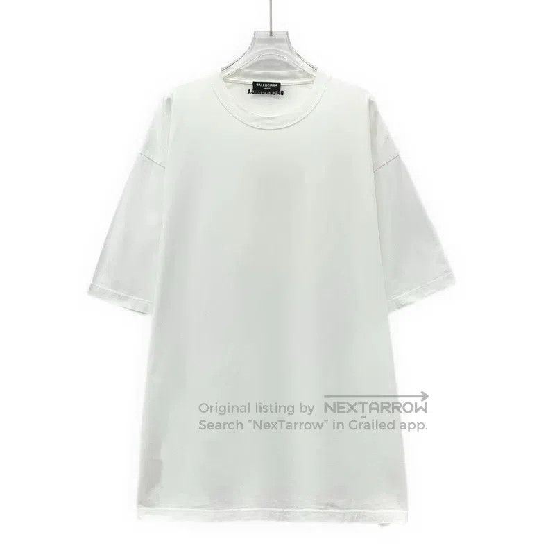Balenciaga Balenciaga White Logo Letter Embroidered Cotton Round Neck Size US S / EU 44-46 / 1 - 1 Thumbnail