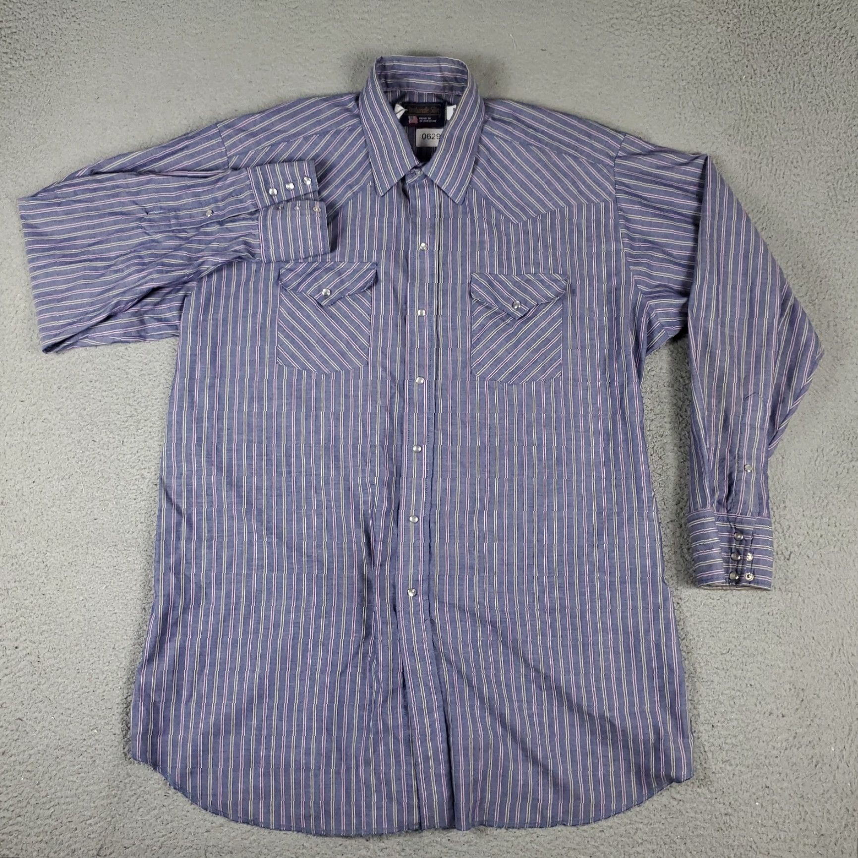 Vintage VINTAGE Panhandle Slim Shirt Mens Size 18 Blue Stripe Western Pearl Snap Button Long Sleeve Collared Button-Up Mens Shirt Size US XXL / EU 58 / 5 - 2 Thumbnail