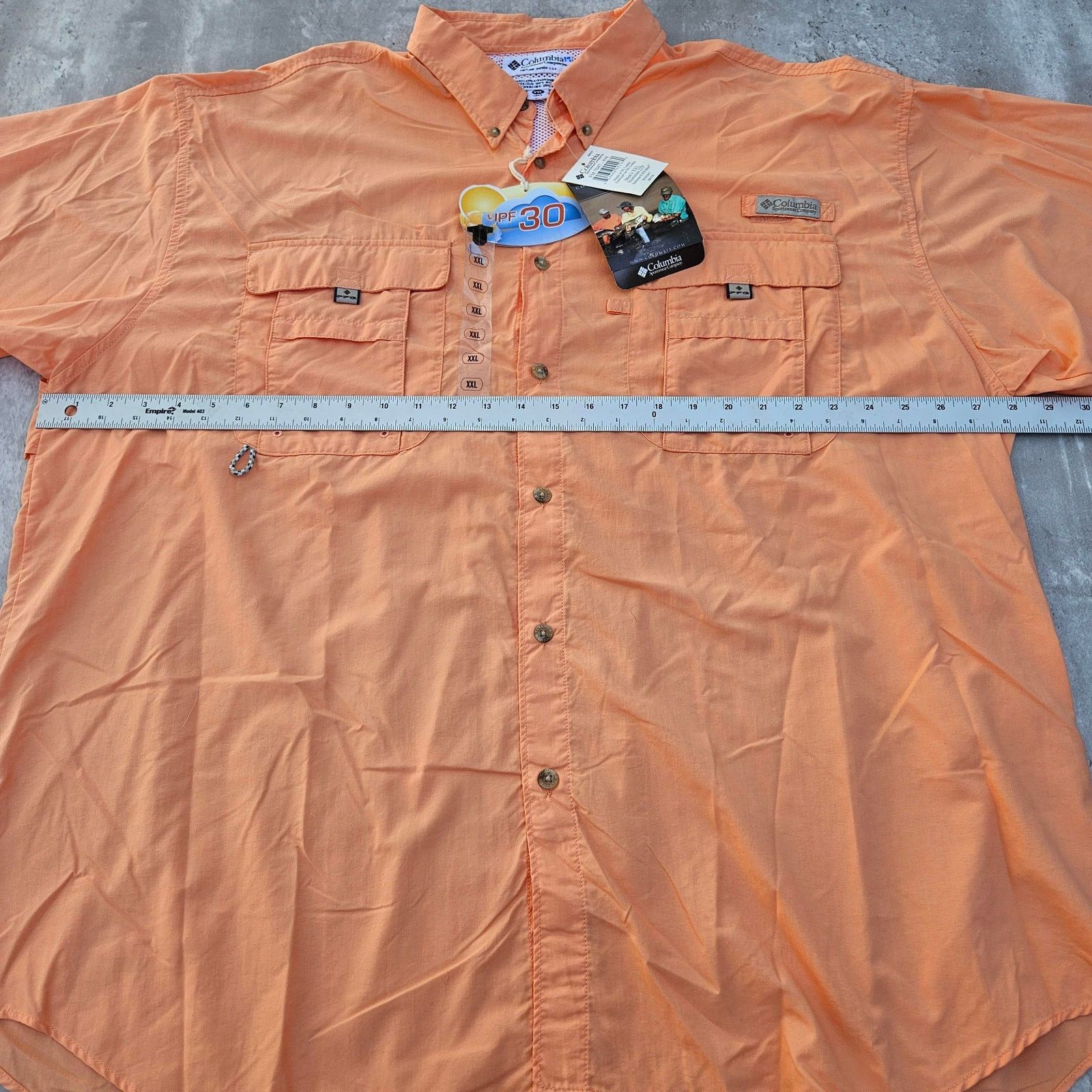 Fruit Of The Loom Columbia PFG Bahama Shirt Orange Vented Fishing Mens XXL Size US L / EU 52-54 / 3 - 9 Thumbnail