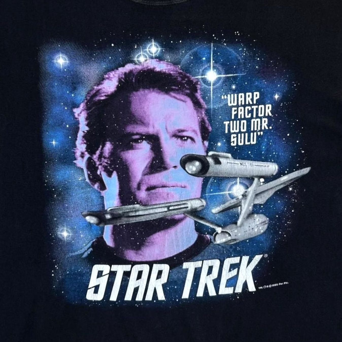 Vintage VINTAGE Star Trek Warp Factor Two Mr Sulu XL T-Shirt Mens Black 1995 Sci-Fi TV Show Graphic Print Size US XL / EU 56 / 4 - 2 Thumbnail